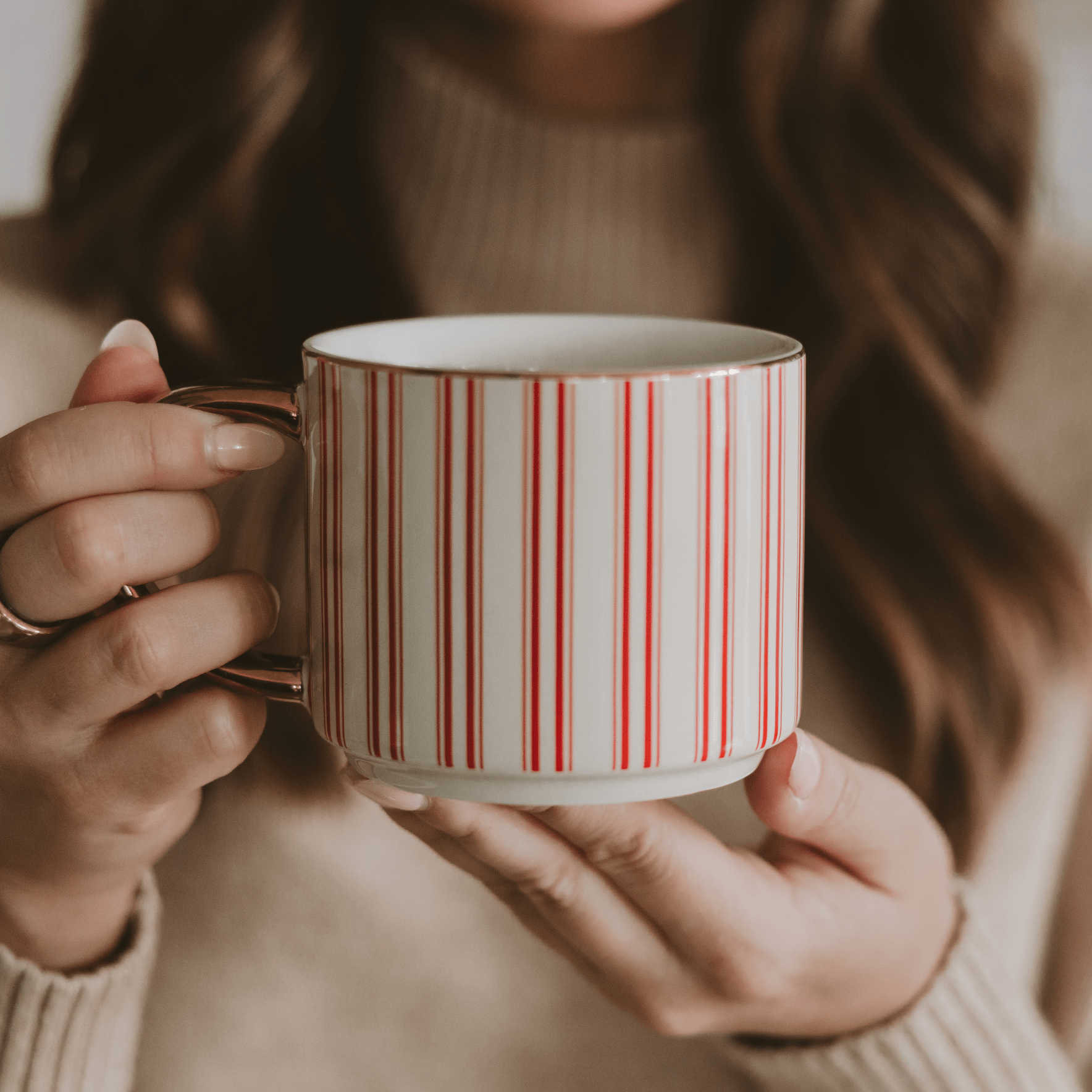 Red Stripe 14 oz Gold Handle Coffee Mug Sweet Water Decor Red Stripe 14 oz Gold Handle Coffee Mug Sweet Water Decor