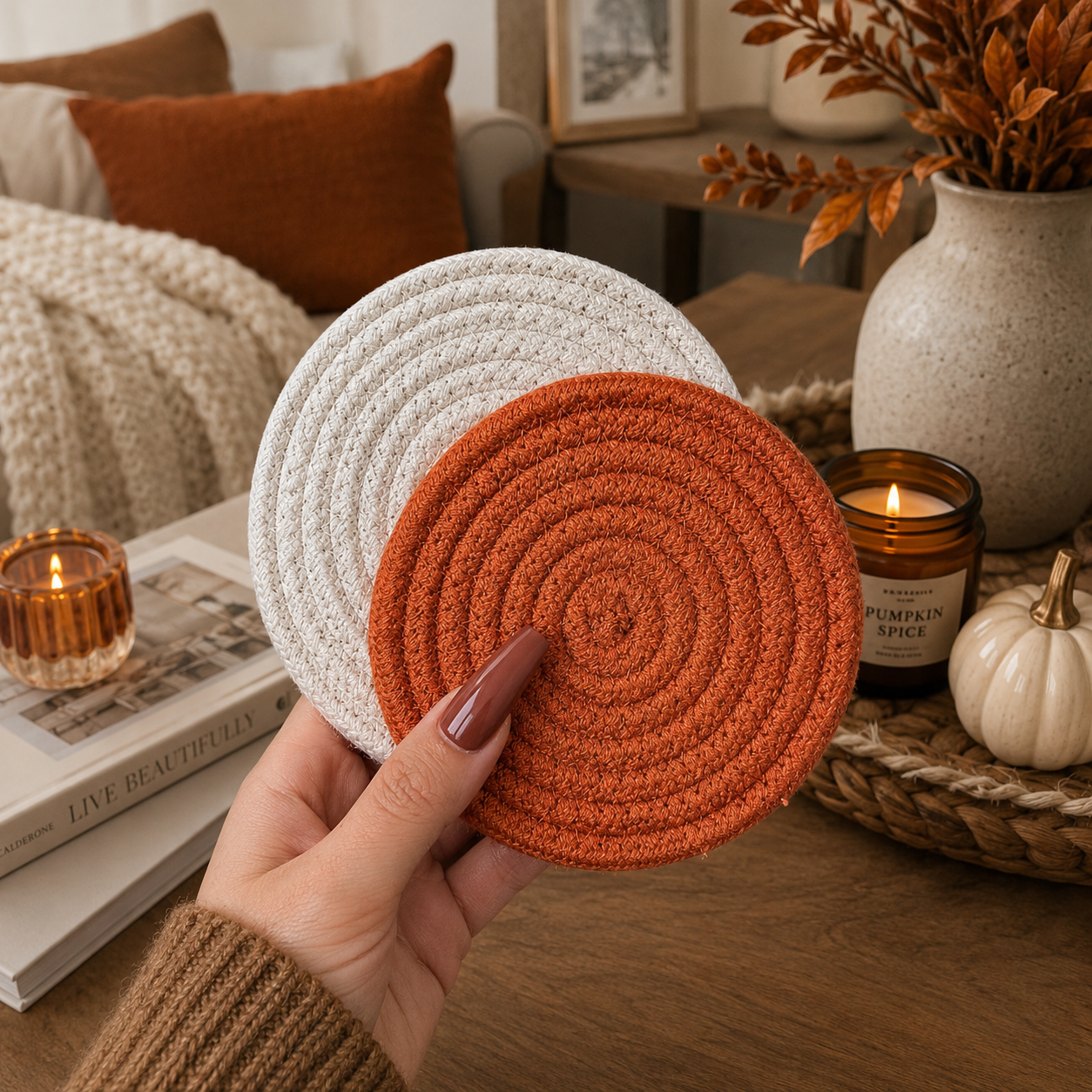 Fall Fabric Coasters Gia Roma Fall Fabric Coasters Gia Roma