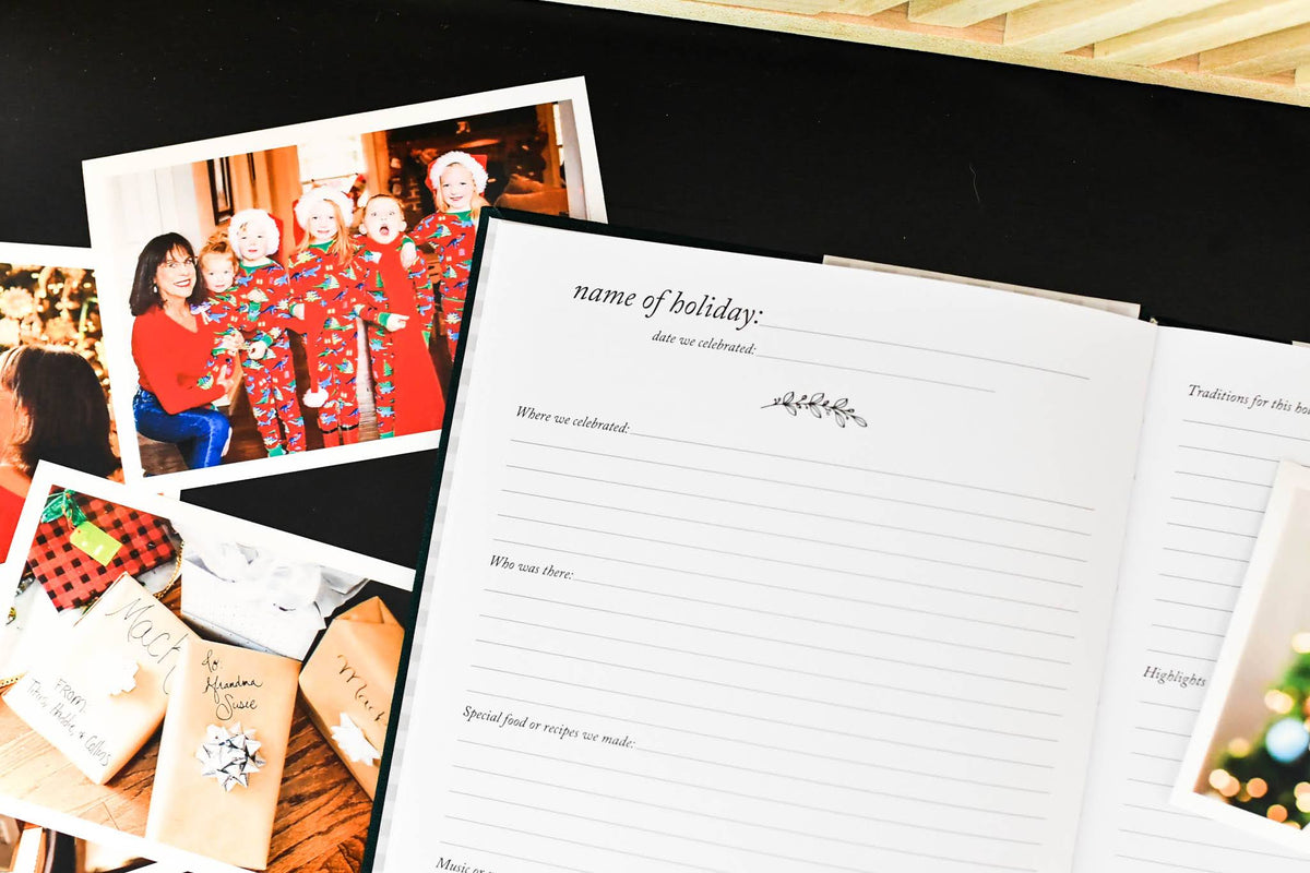 holiday memory book by Duncan & Stone with family phoos