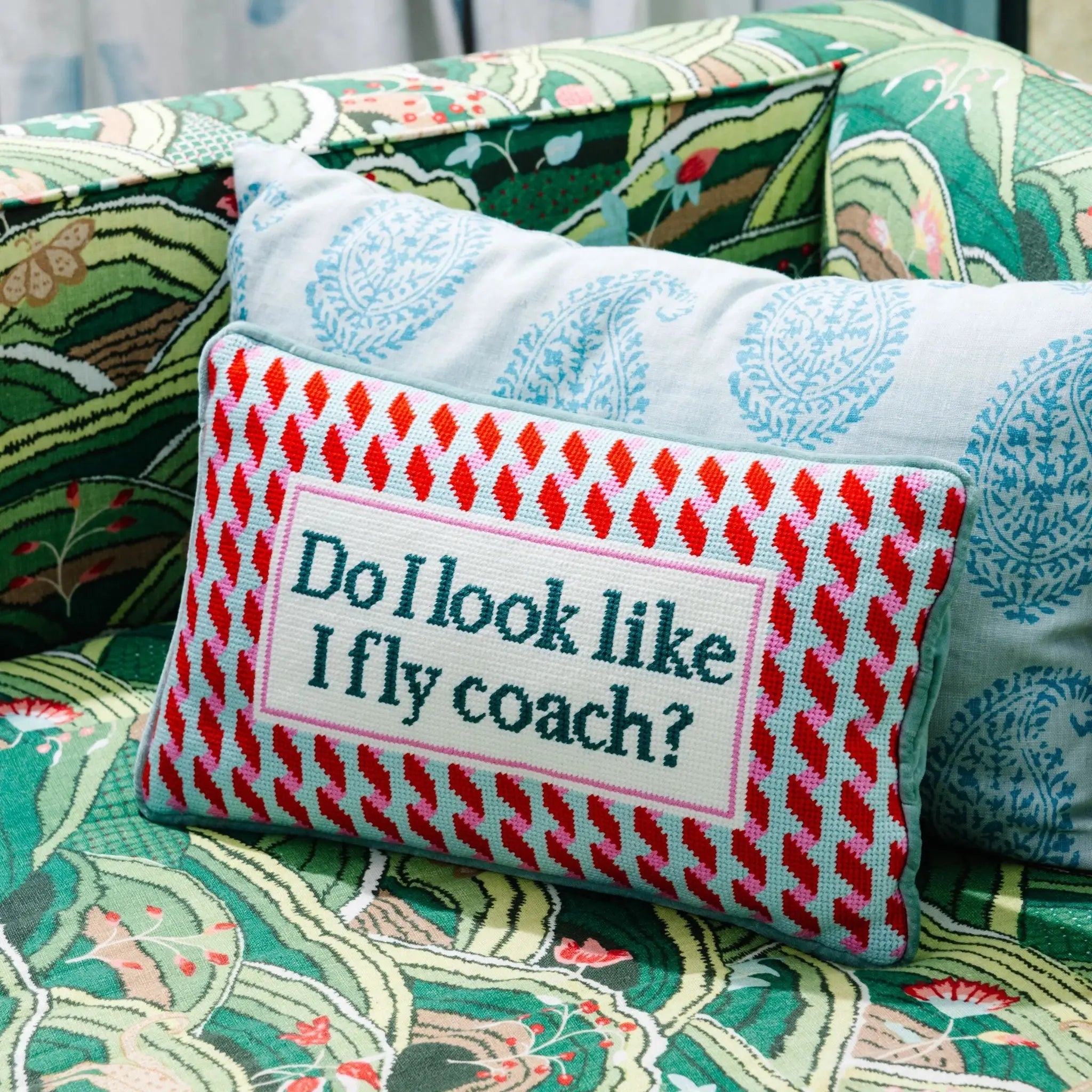 Fly Coach Needlepoint Pillow Furbish Studio
