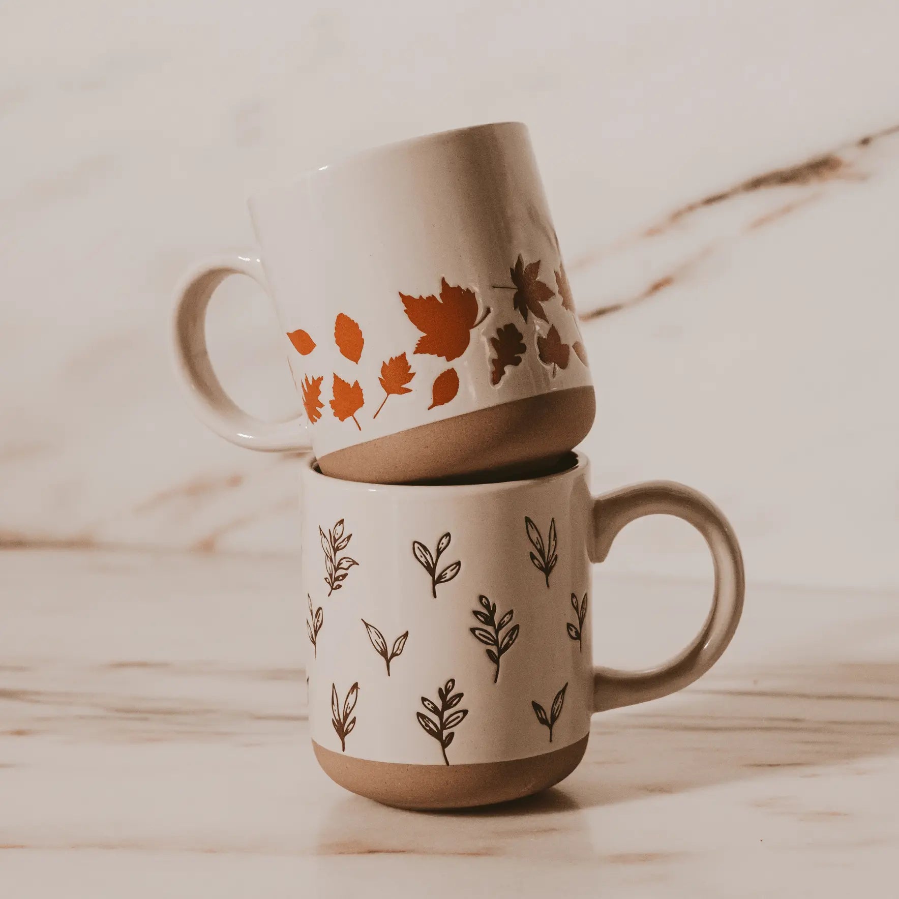 Orange Leaves 14 oz Cream Stoneware Coffee Mug Sweet Water Decor Orange Leaves 14 oz Cream Stoneware Coffee Mug Sweet Water Decor