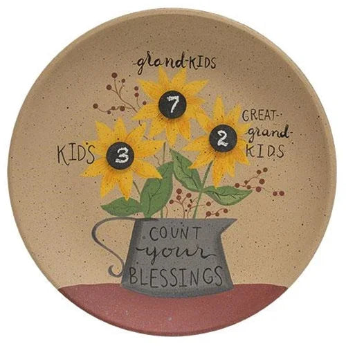 Count Your Blessings Sunflower Plate