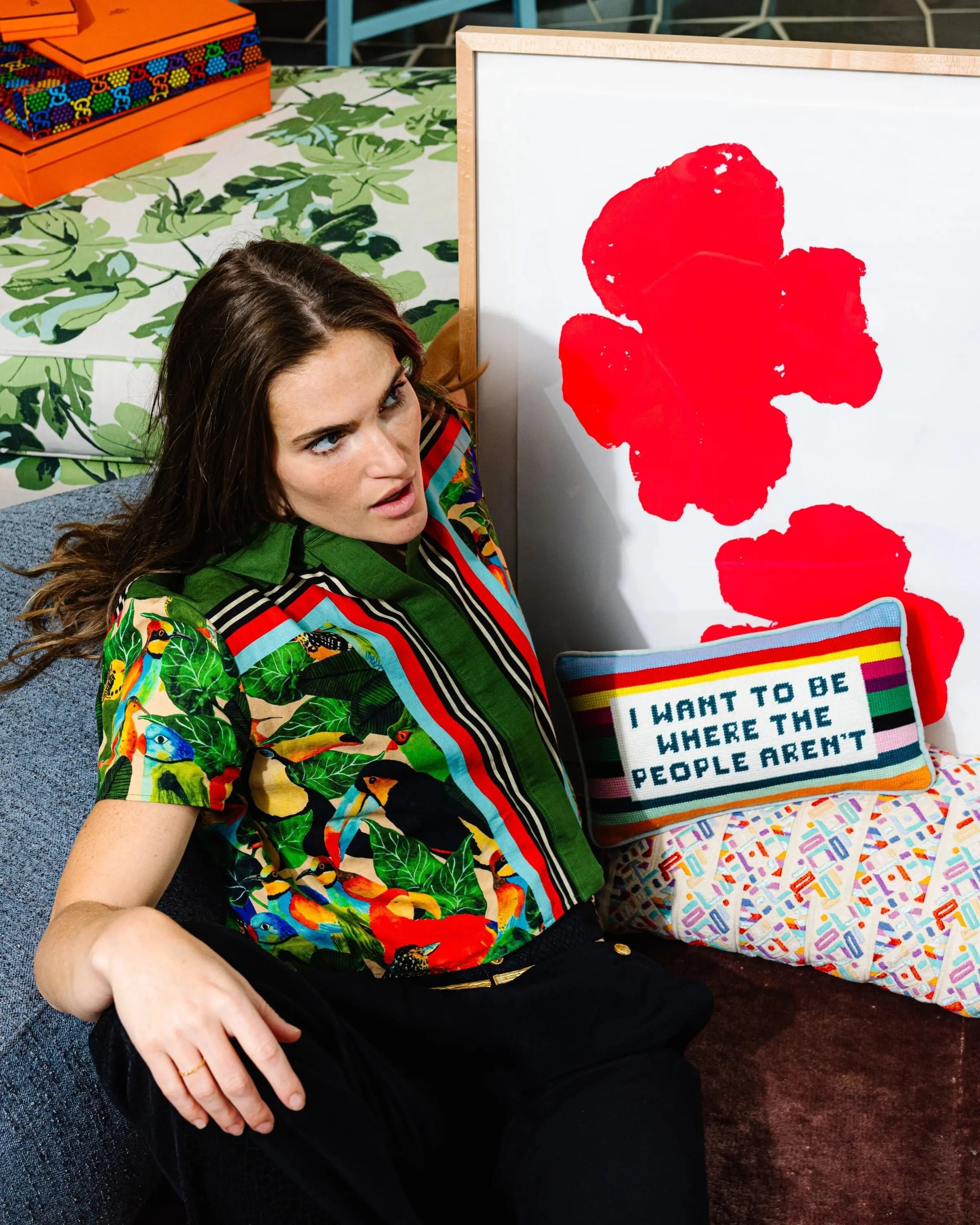 Where the People Aren't Needlepoint Pillow Furbish Studio