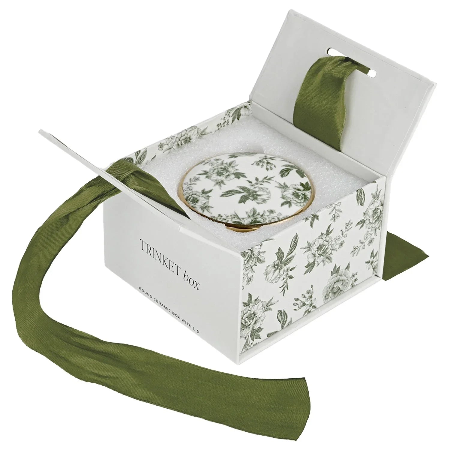 Green Delft Trinket Dish with Lid