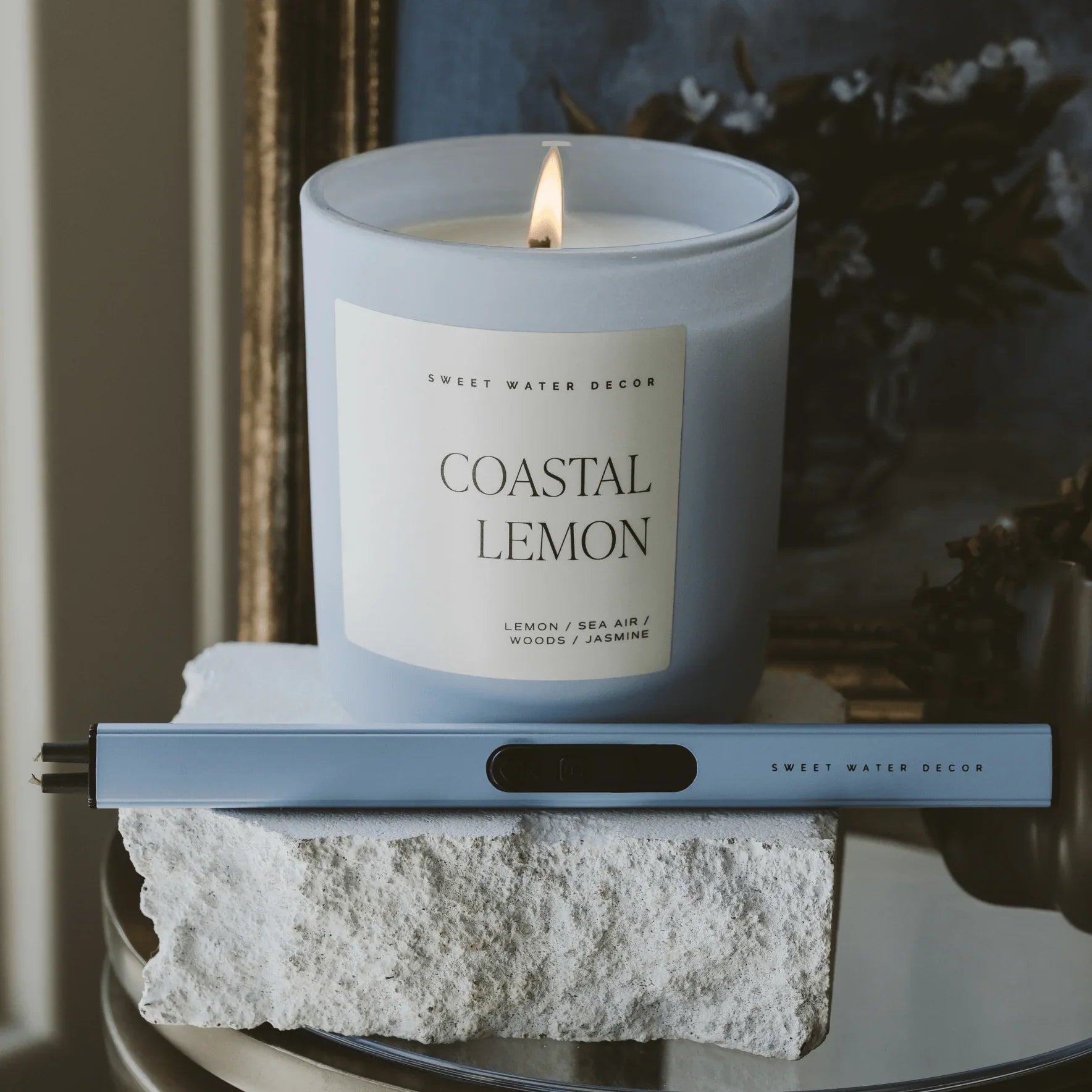 Coastal Lemon Soy Candle - Blue Matte Jar - 15 oz