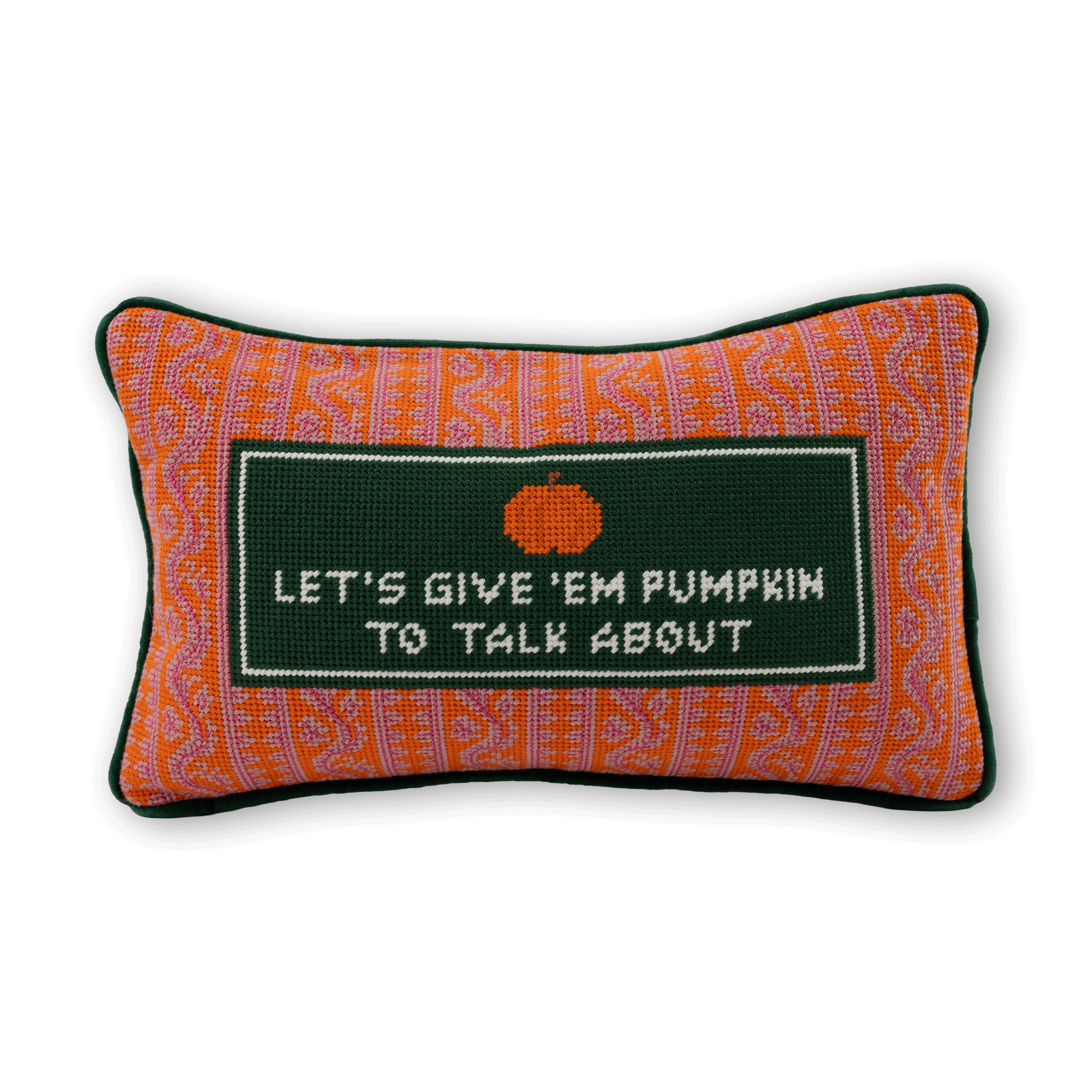 Pumpkin To Talk About Needlepoint Pillow Furbish Studio