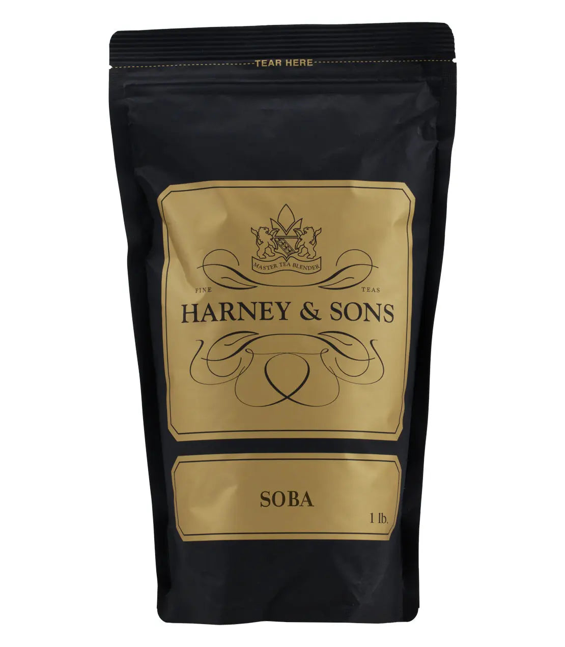 Black package of Harney & Sons Very Berry Matcha on a white background
