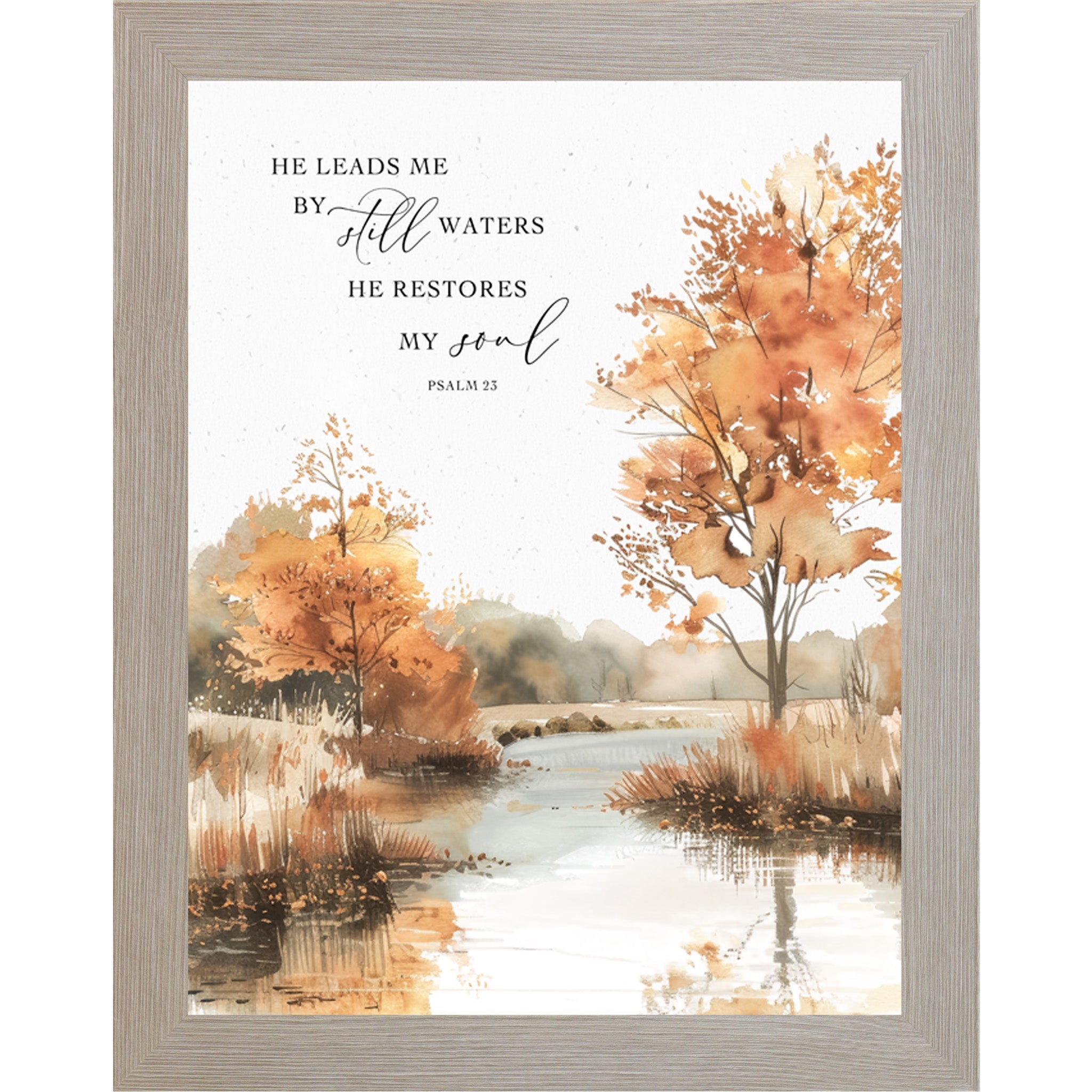Framed print with autumn landscape and inspirational quote