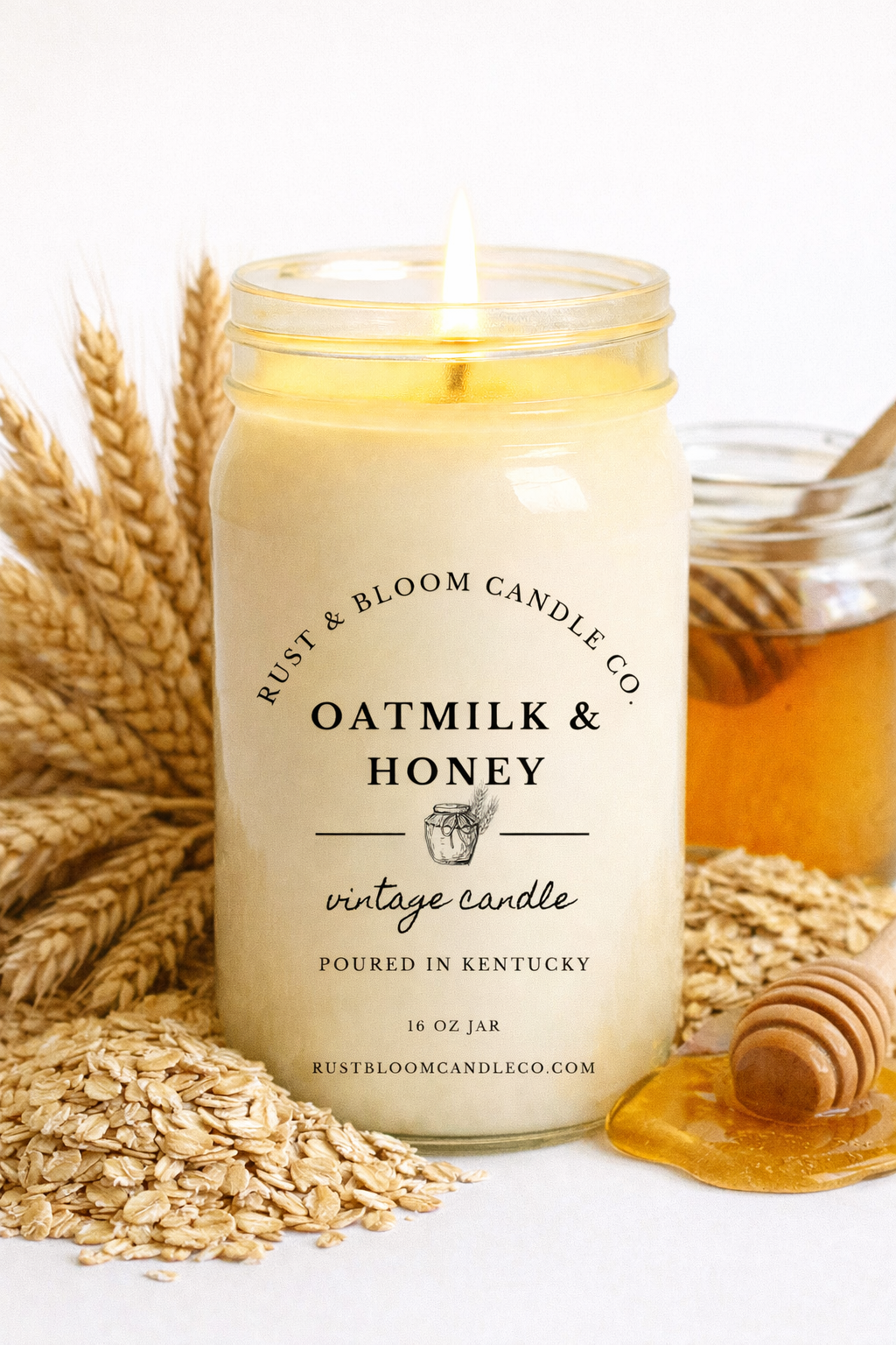 Oatmilk & Honey 16 Oz Soy Candle Rust & Bloom Candle Co. Oatmilk & Honey 16 Oz Soy Candle Rust & Bloom Candle Co.