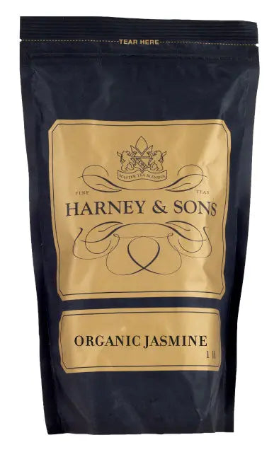 Harney & Sons Dragon Pearl Jasmine tea package on a white background