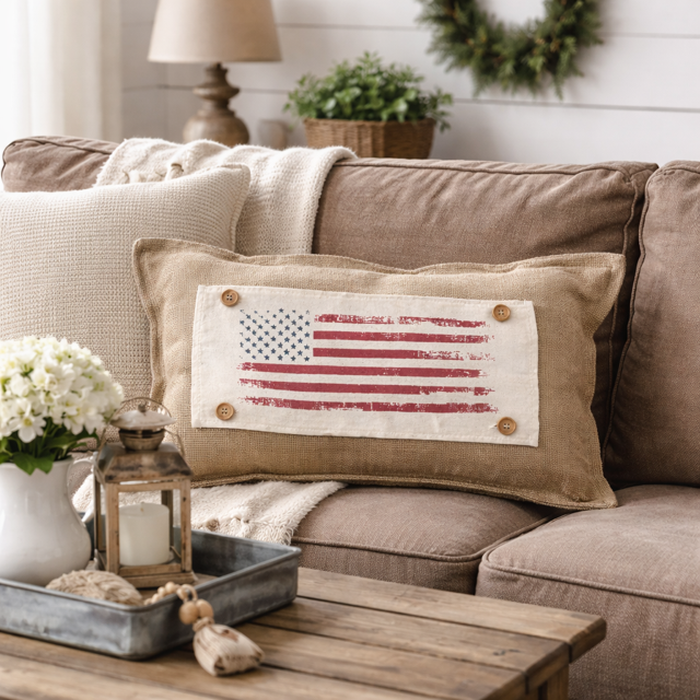 Old Glory Vintage American Flag Rectangle Pillow Panel