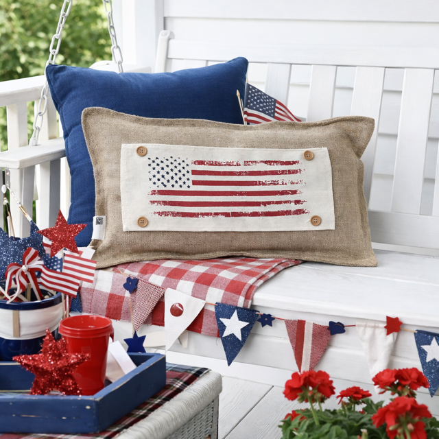 Old Glory Vintage American Flag Rectangle Pillow Panel