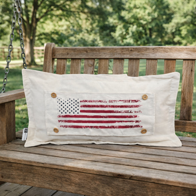 Old Glory Vintage American Flag Rectangle Pillow Panel