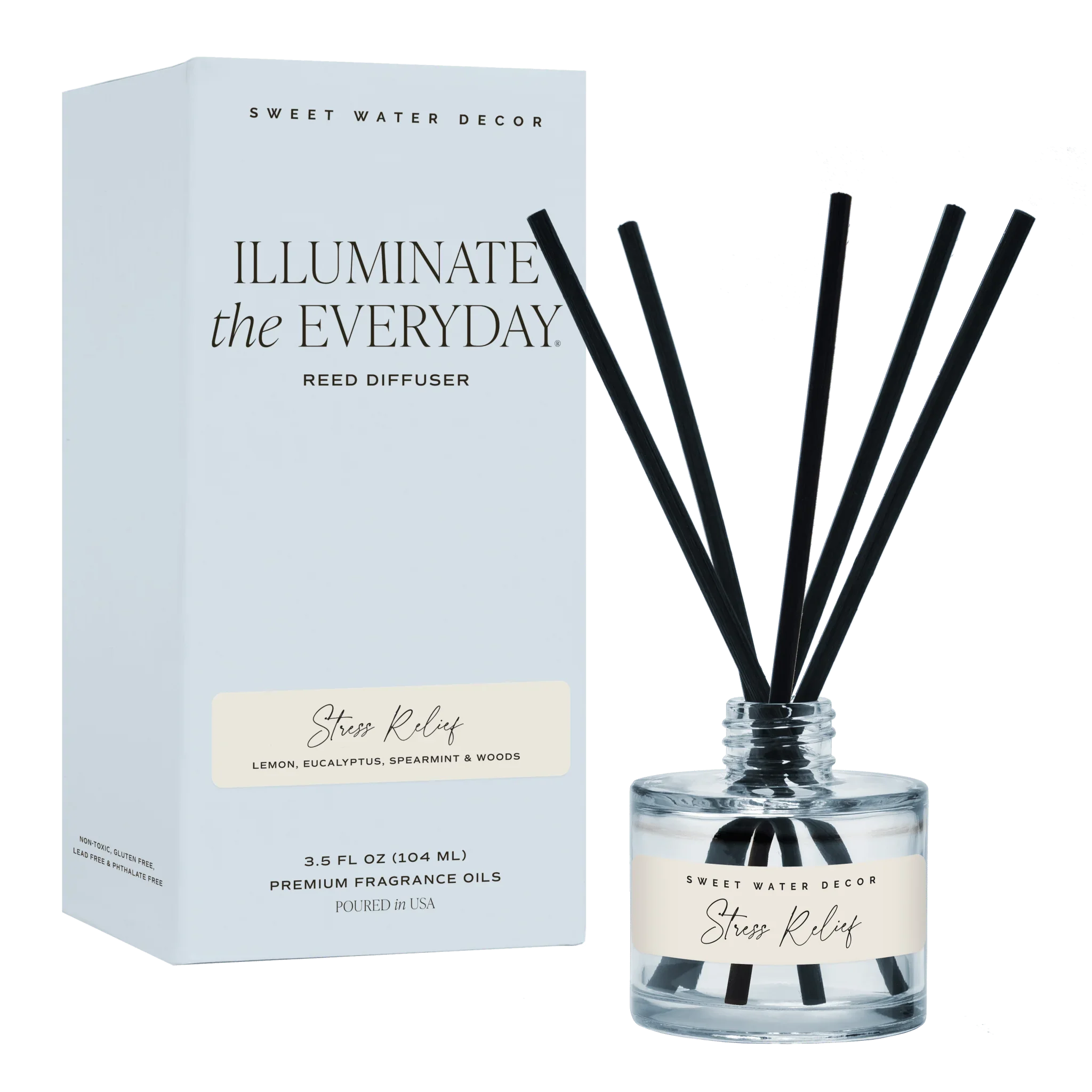 Stress Relief Blue Tinted Glass Jar Reed Diffuser