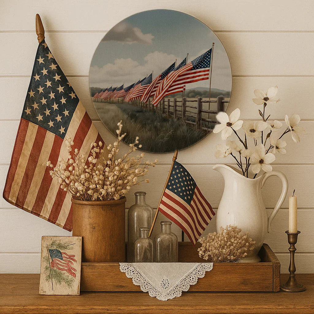 Flags In Field Fence Circle
