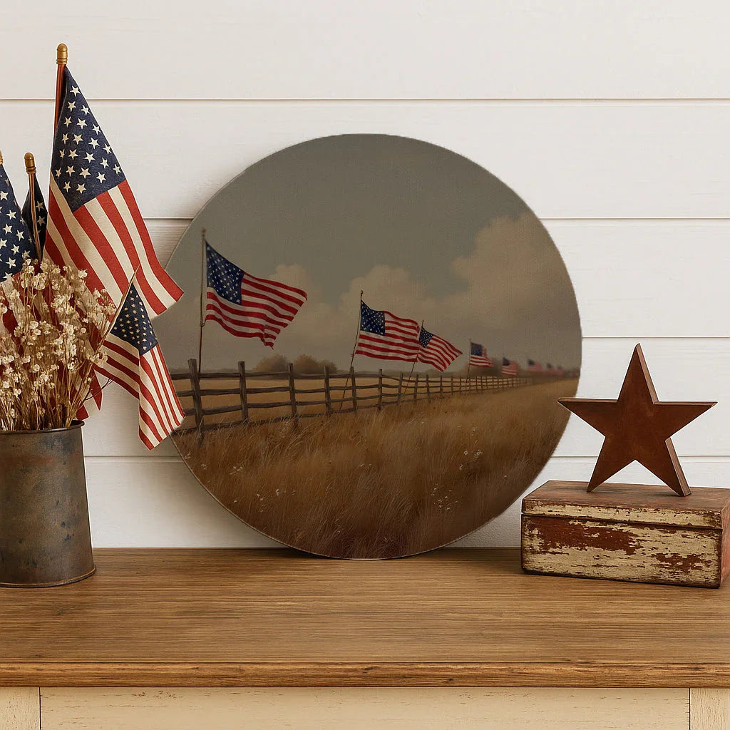 Flags On Fence Line Circle