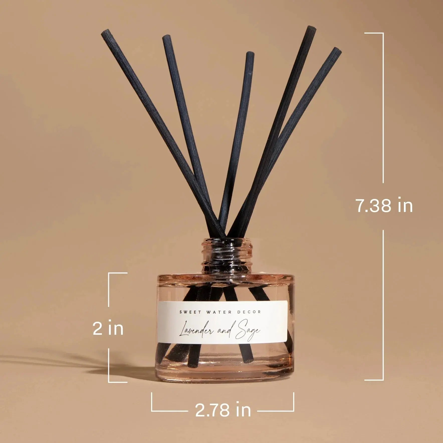 Lavender and Sage reed diffuser with black reeds, cozy home decor for farmhouse style spaces