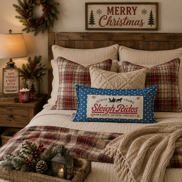 Vintage Santa Sleigh Interchangeable Rectangle Pillow Panel