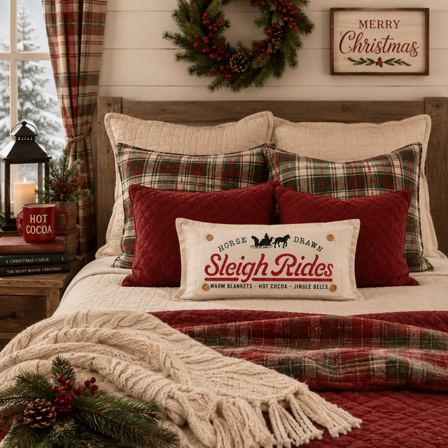 Vintage Santa Sleigh Interchangeable Rectangle Pillow Panel