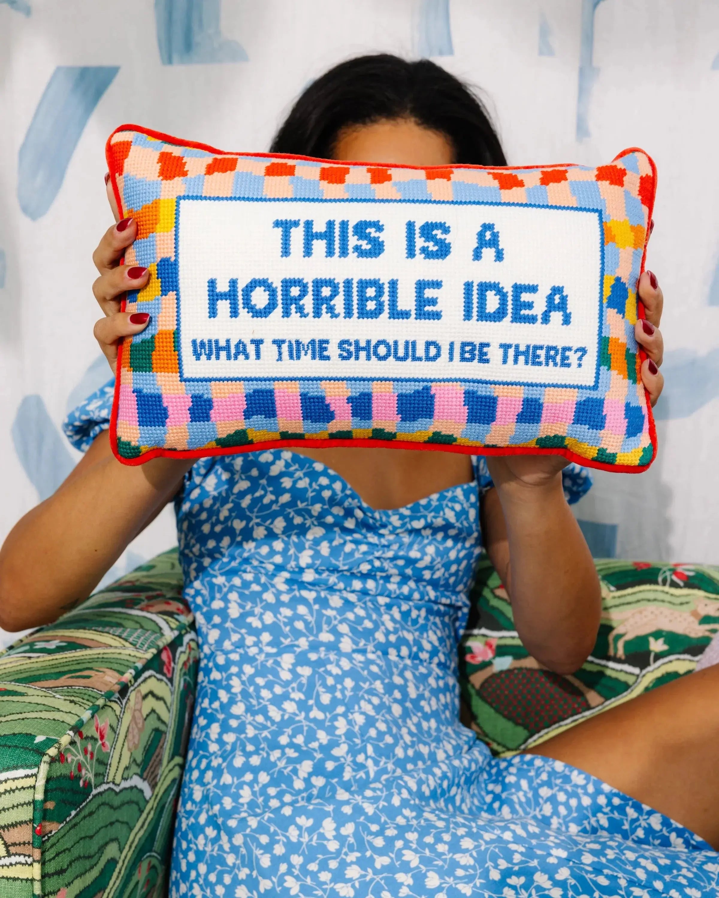 Horrible Idea Needlepoint Pillow Furbish Studio