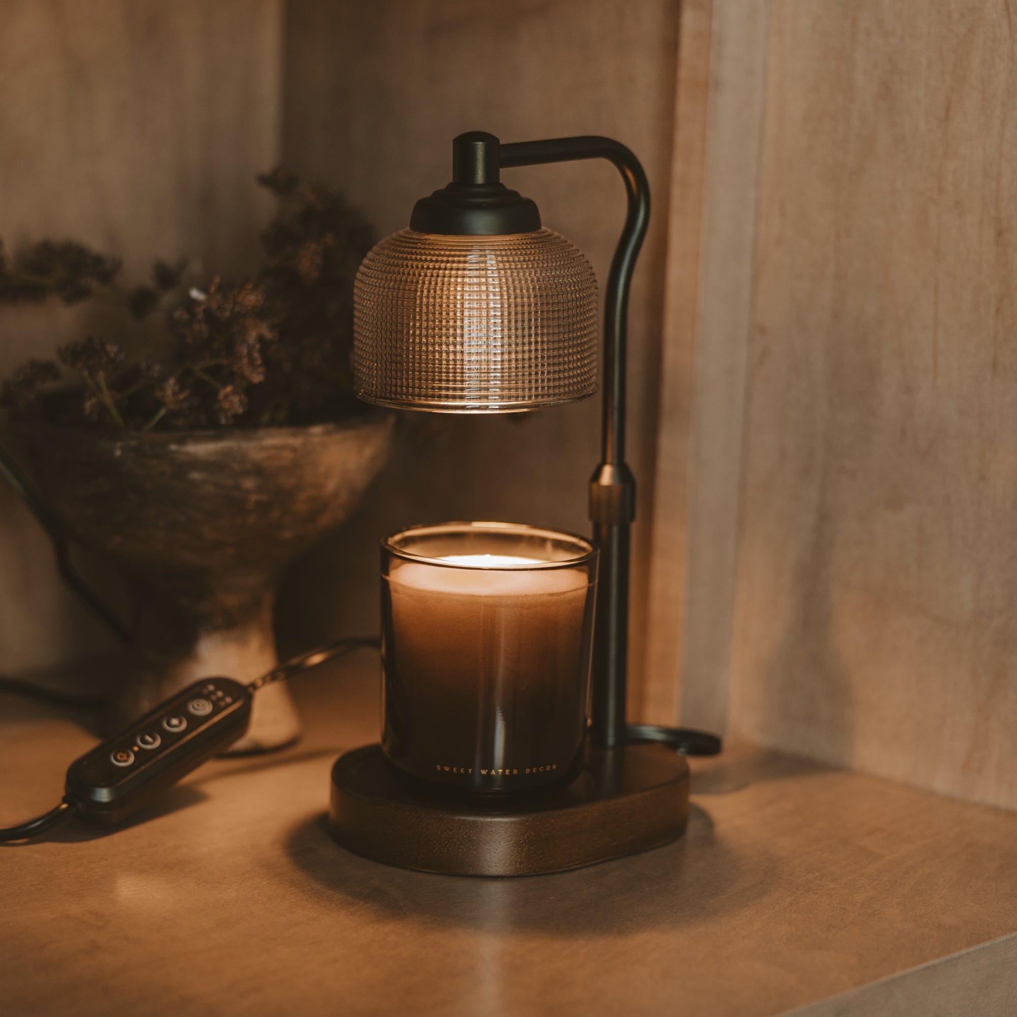 Candle Warmer Lamp with Wood Base Sweet Water Decor