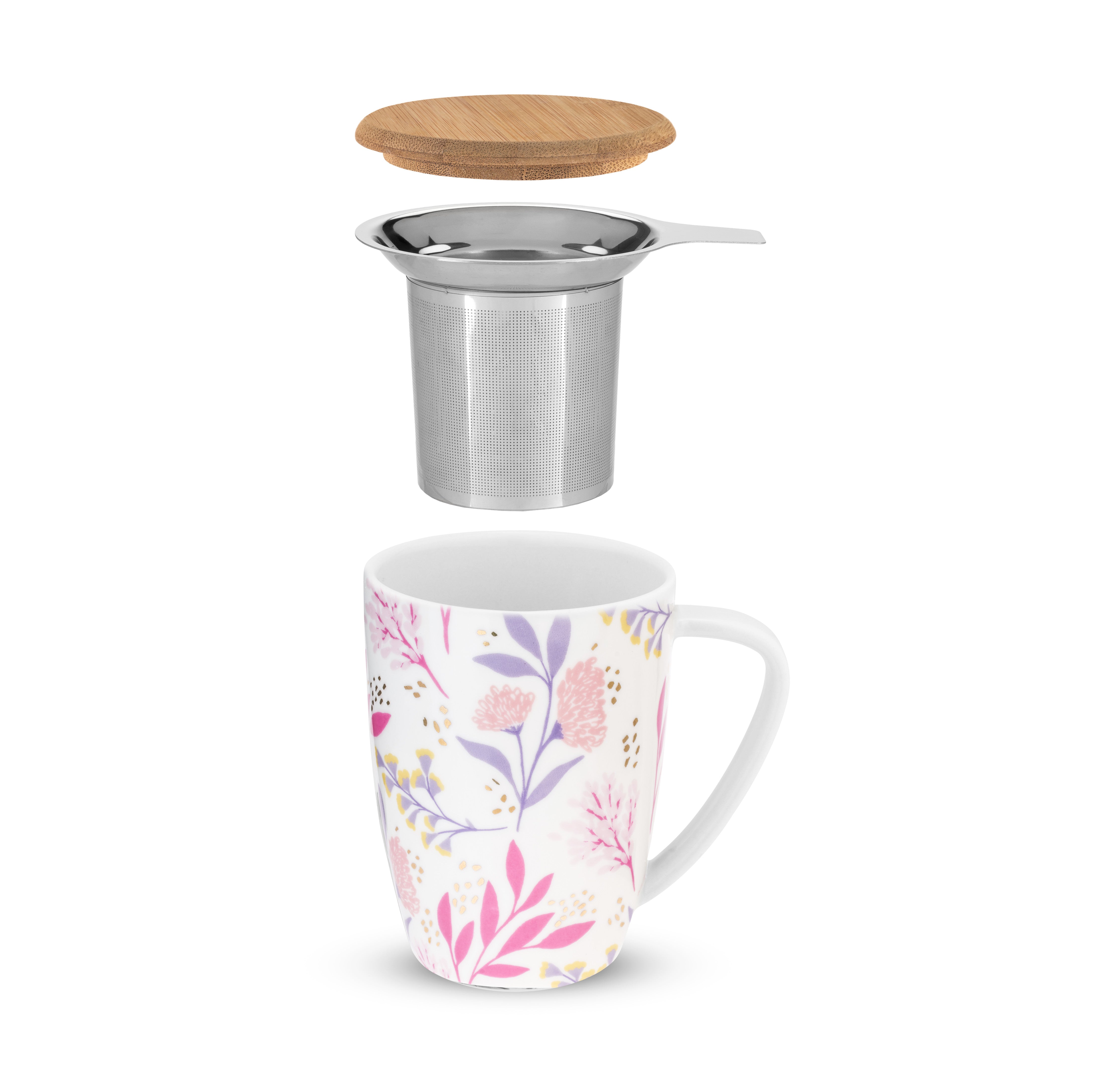 Bailey: Botanical Bliss Ceramic Tea Mug & Infuser Pinky Up Tea Bailey: Botanical Bliss Ceramic Tea Mug & Infuser Pinky Up Tea
