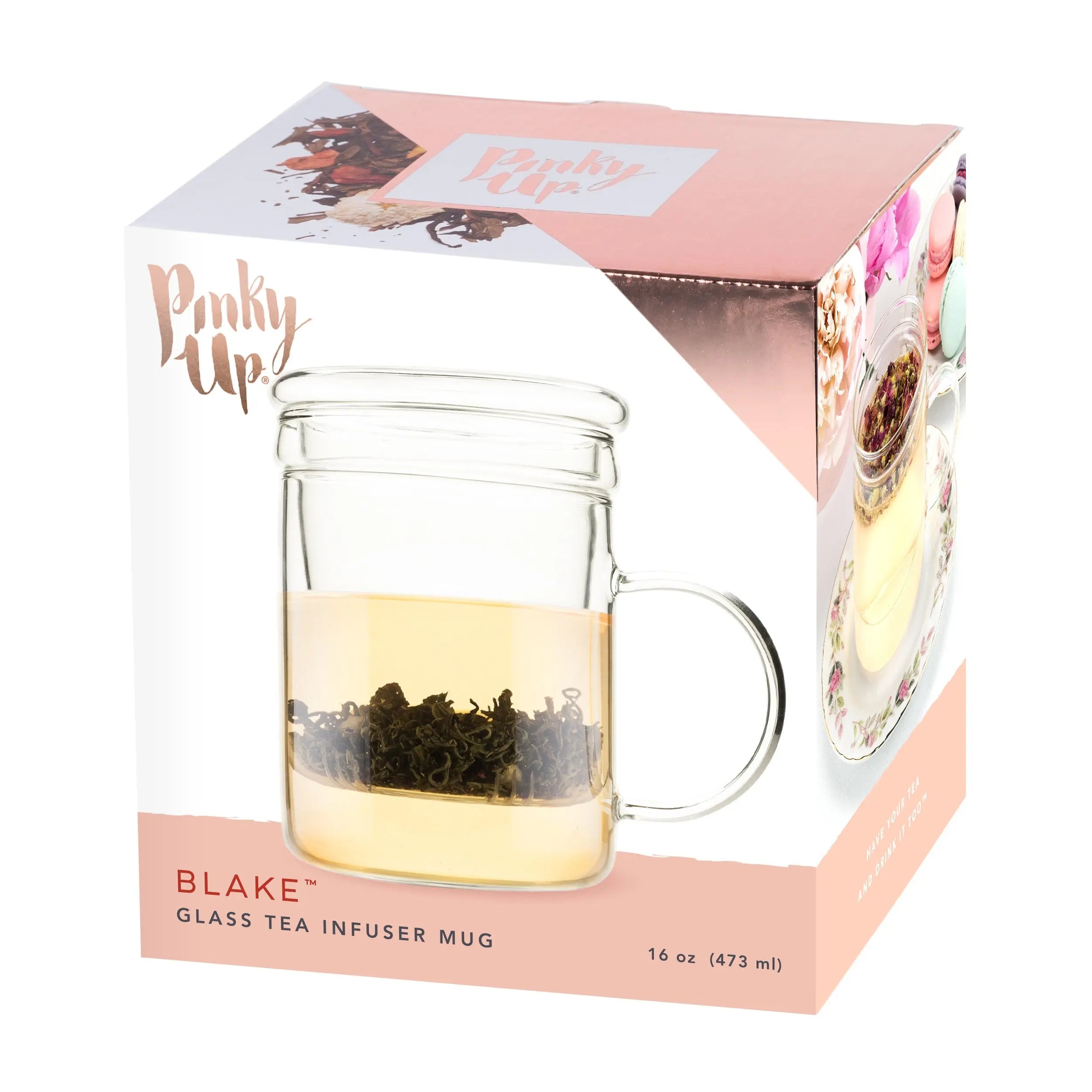 Blake Glass Tea Infuser Mug Pinky Up Tea