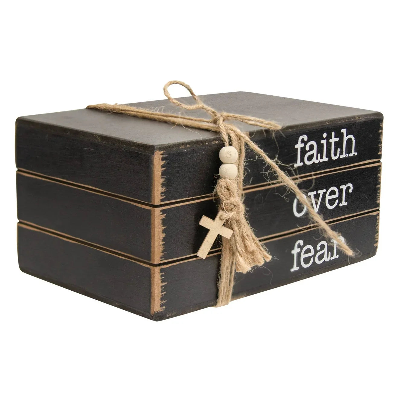🤍 Faith Over Fear Wooden Book Stack