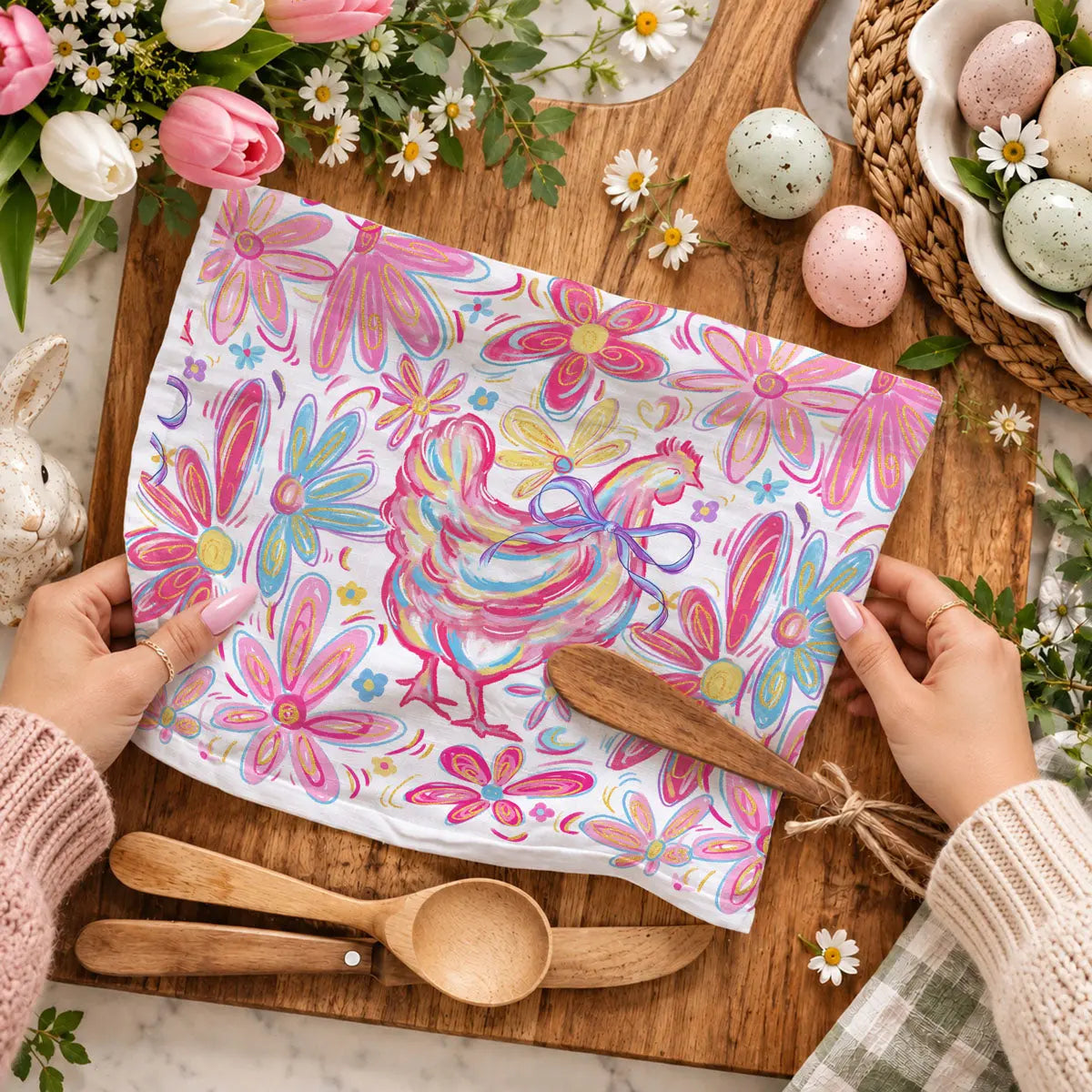 Floral Boho Chicken Towel