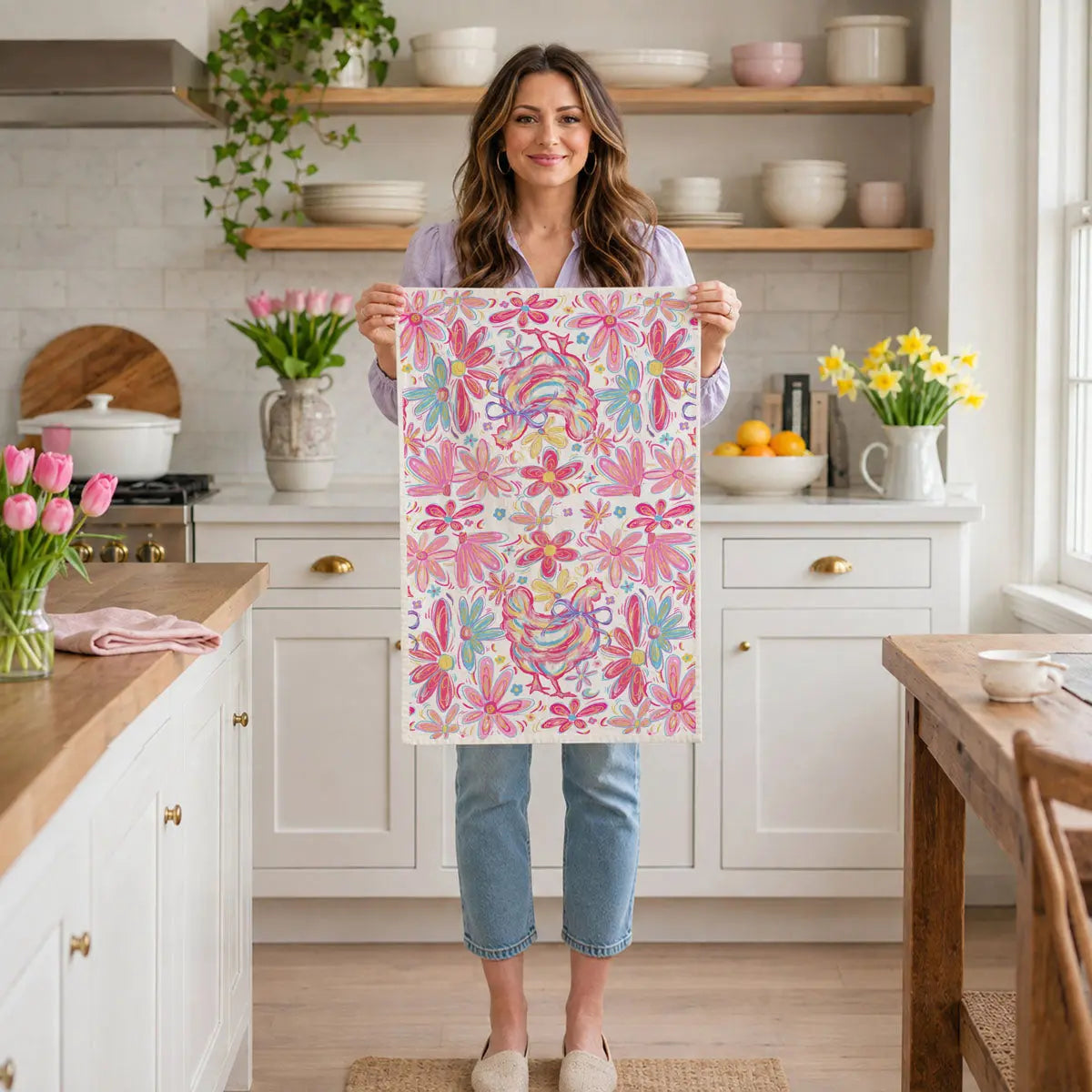 Floral Boho Chicken Towel