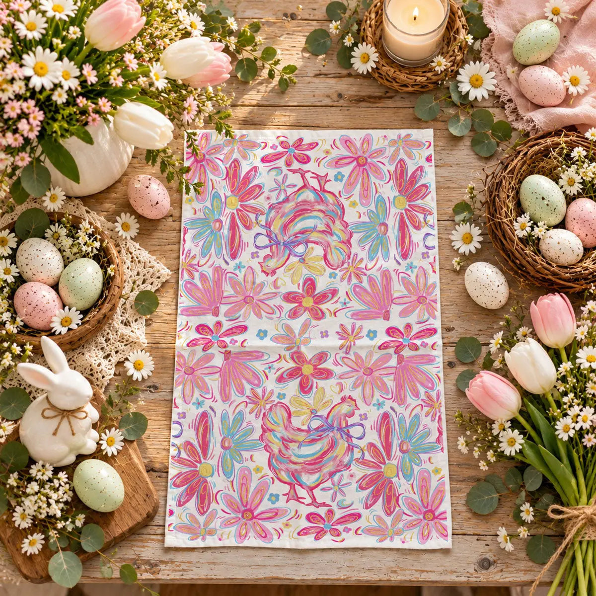 Floral Boho Chicken Towel