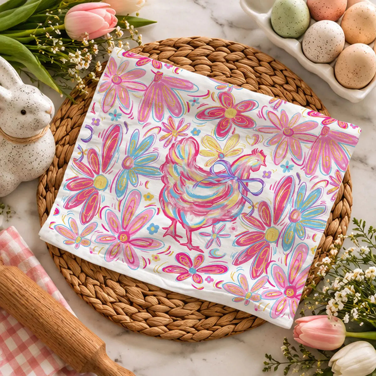 Floral Boho Chicken Towel