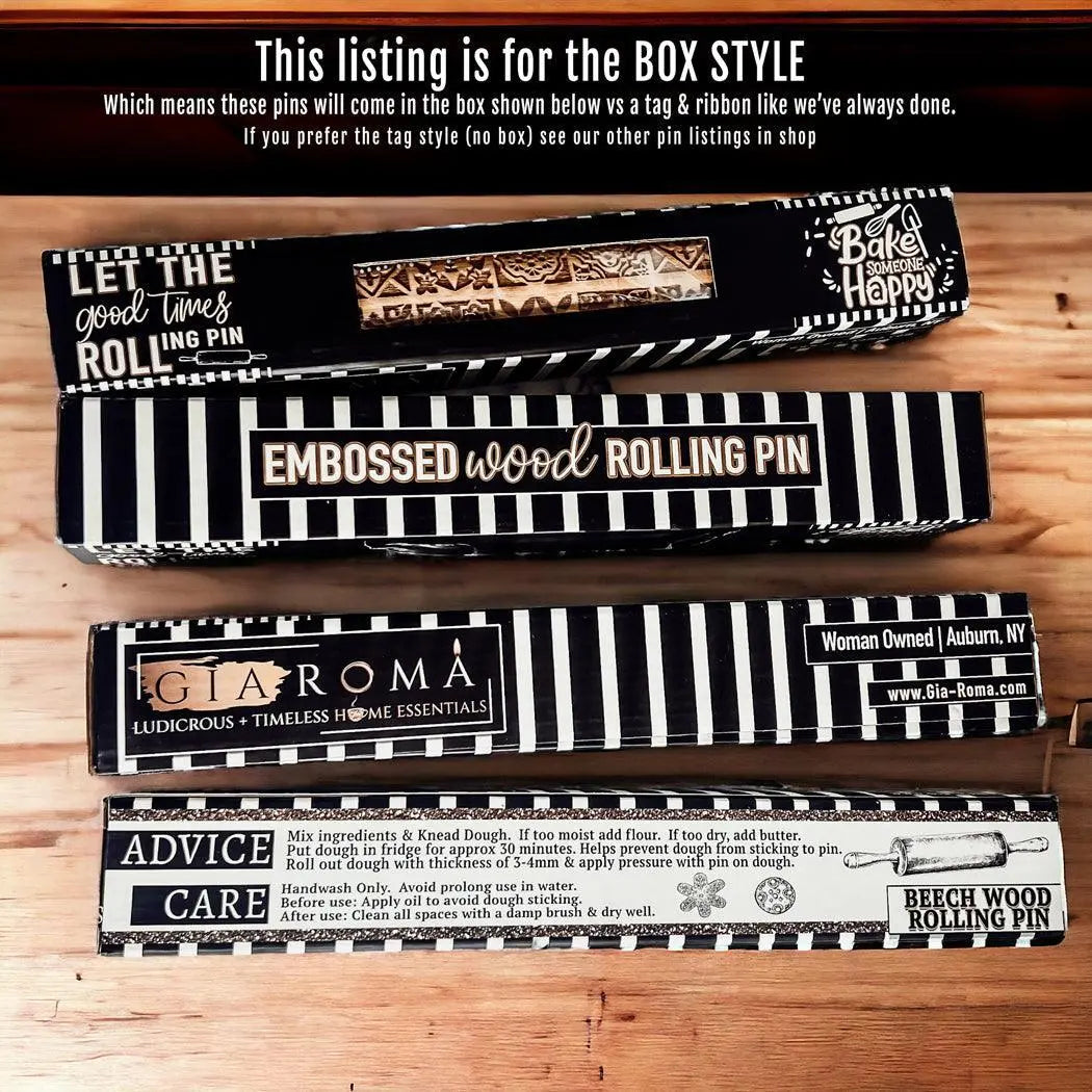 Four black and white boxes with text on a wooden surface
