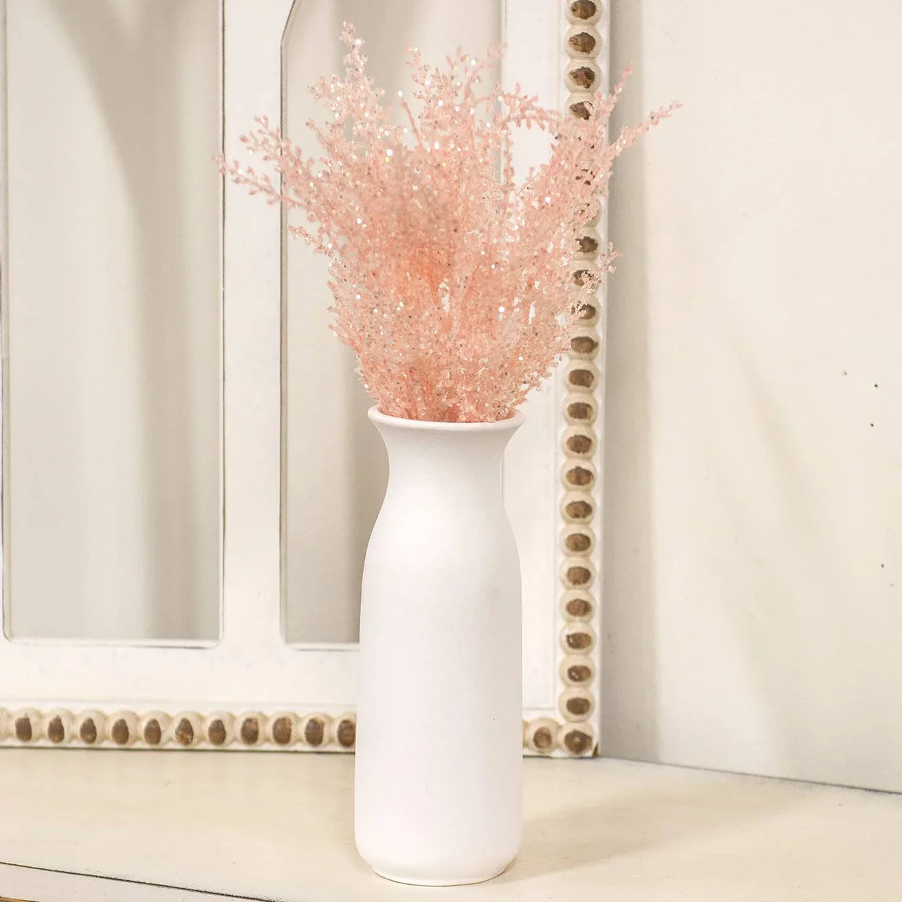 White Ceramic Tall Vase - 9.25"H
