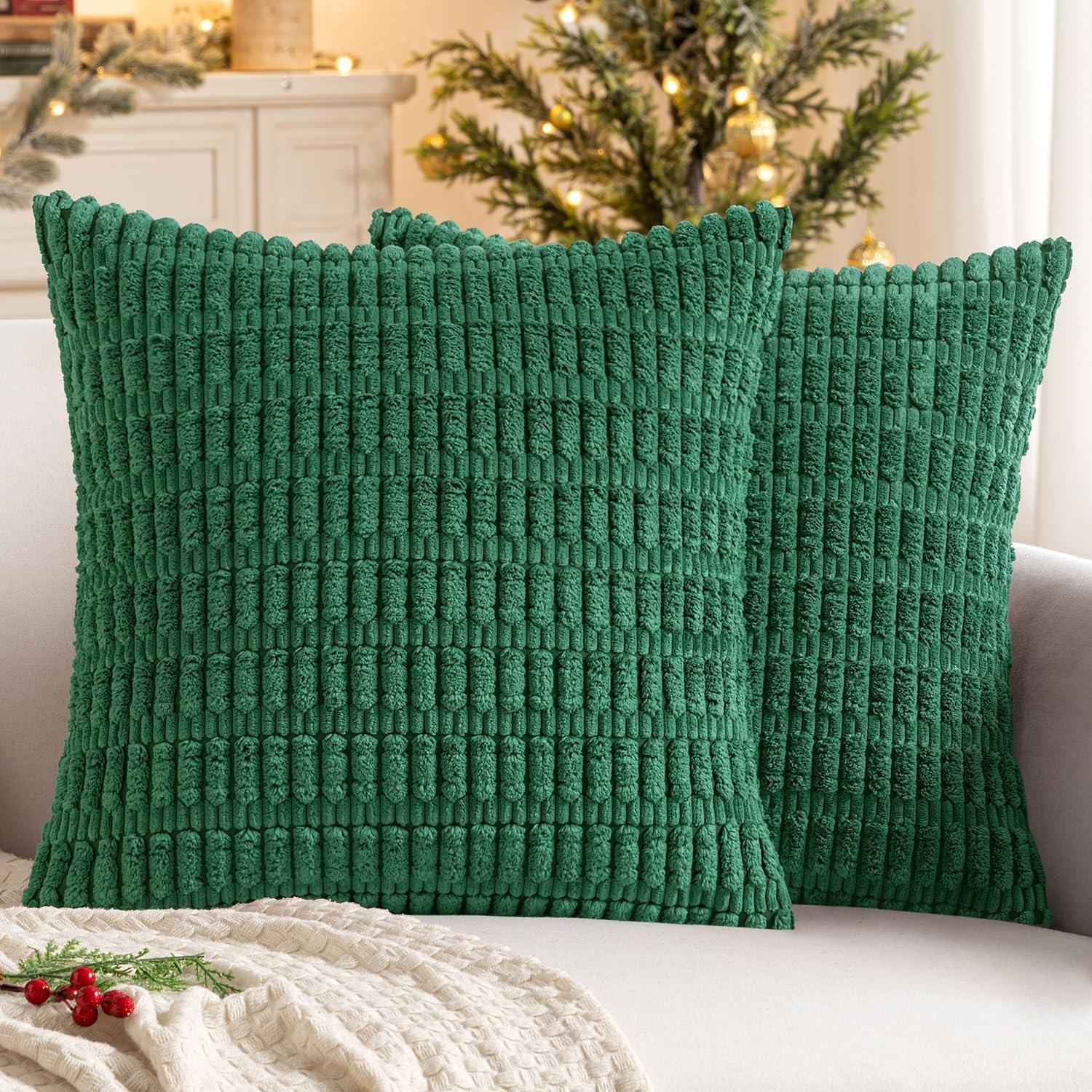 Corduroy Striped Throw Pillow Covers – 18" x 18" (Set of 2) - KJ Cozy Designs