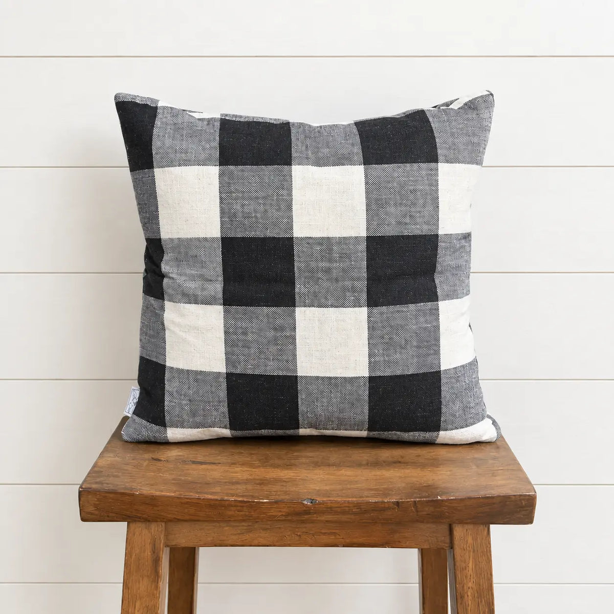 Black and White Medium Buffalo Pillow Cover 18x18 | Modern Farmhouse | Designer Pillow | High End Textured Fabric