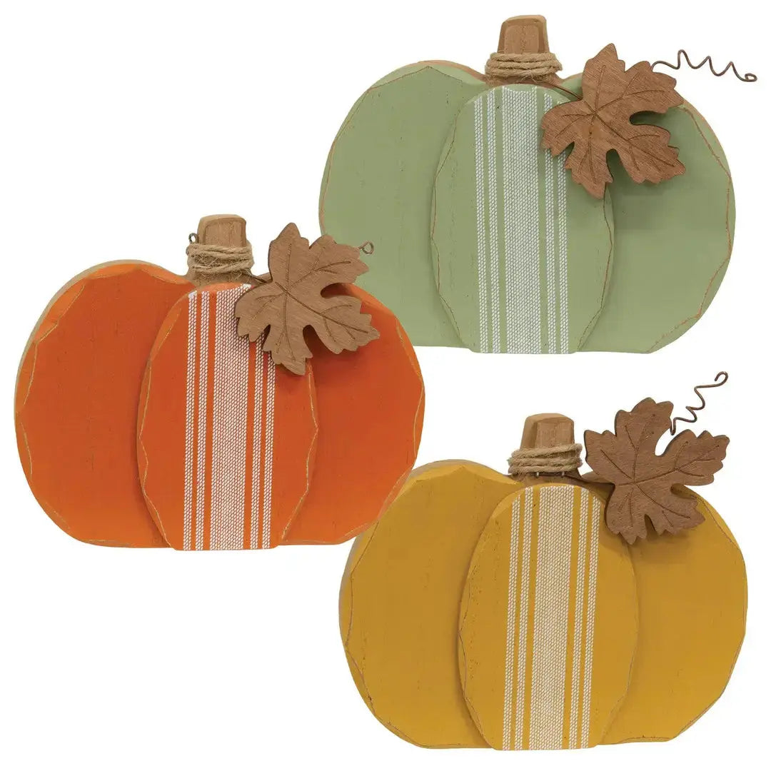Distressed Chunky Wooden Feed Sack Stripe Pumpkin