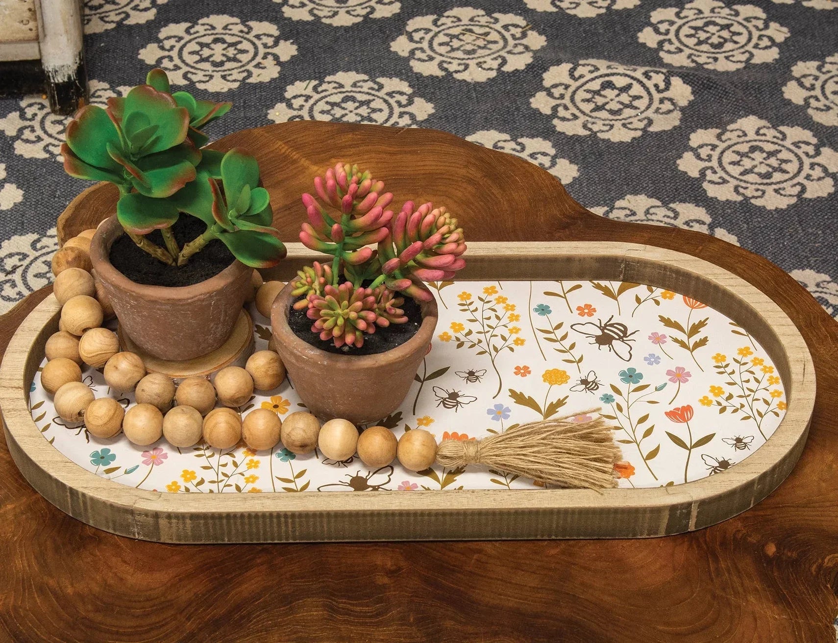 🐝🌸 Bee Flower Oval Tray