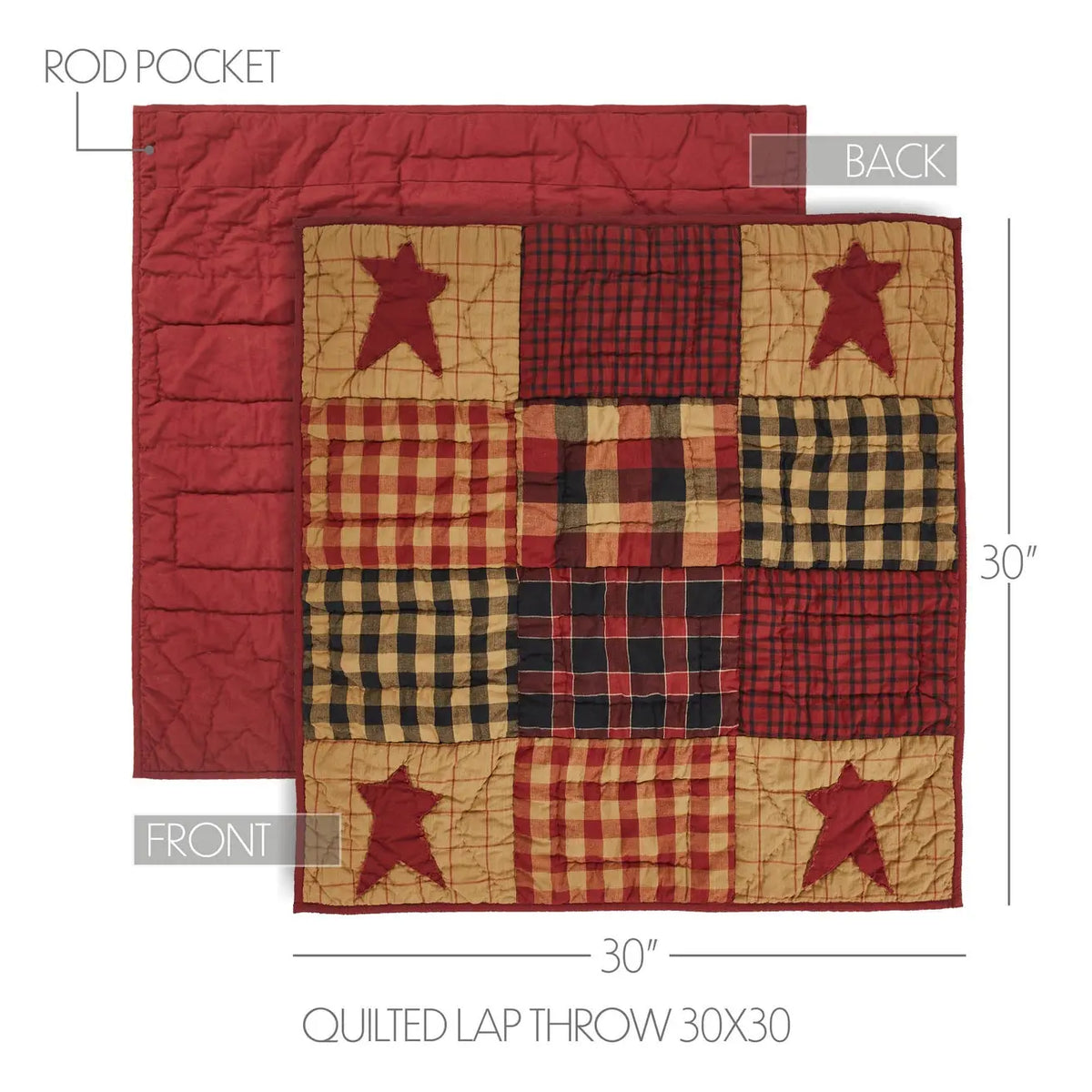 Connell Quilted Lap Throw – Burgundy Country Patchwork, 30x30