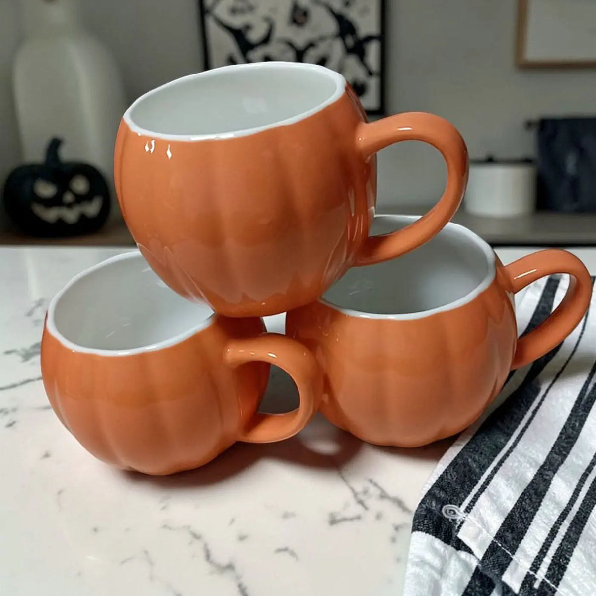 Pumpkin Shaped Ceramic Coffee Mug Gia Roma Pumpkin Shaped Ceramic Coffee Mug Gia Roma
