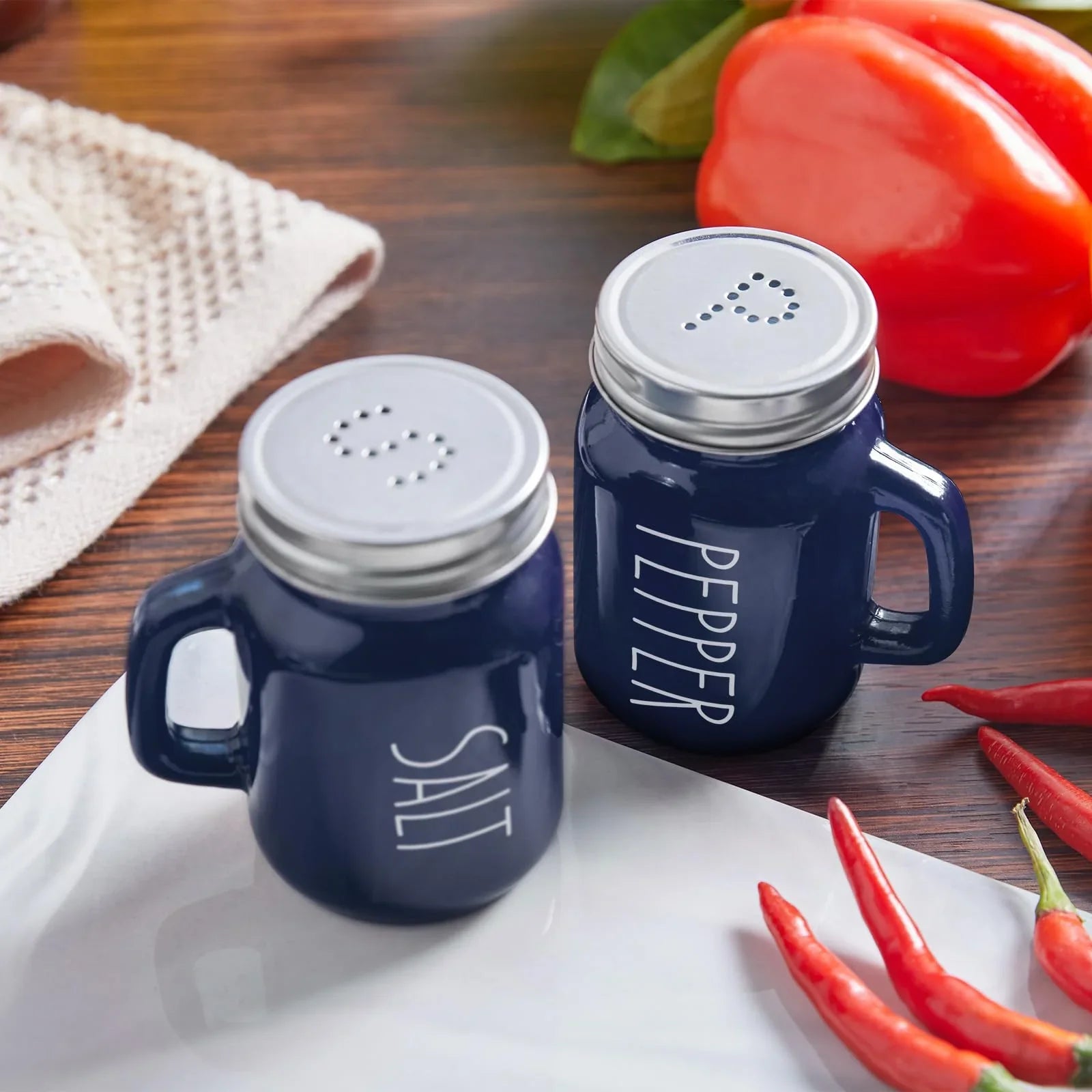 Salt and Pepper Shakers Set, ZOSUJO 4 oz Cute Salt Pepper Shaker, Kitchen Decor for Home Restaurants Wedding, Glass Black White Shaker Sets with Stainless Steel Lids - KJ Cozy Designs