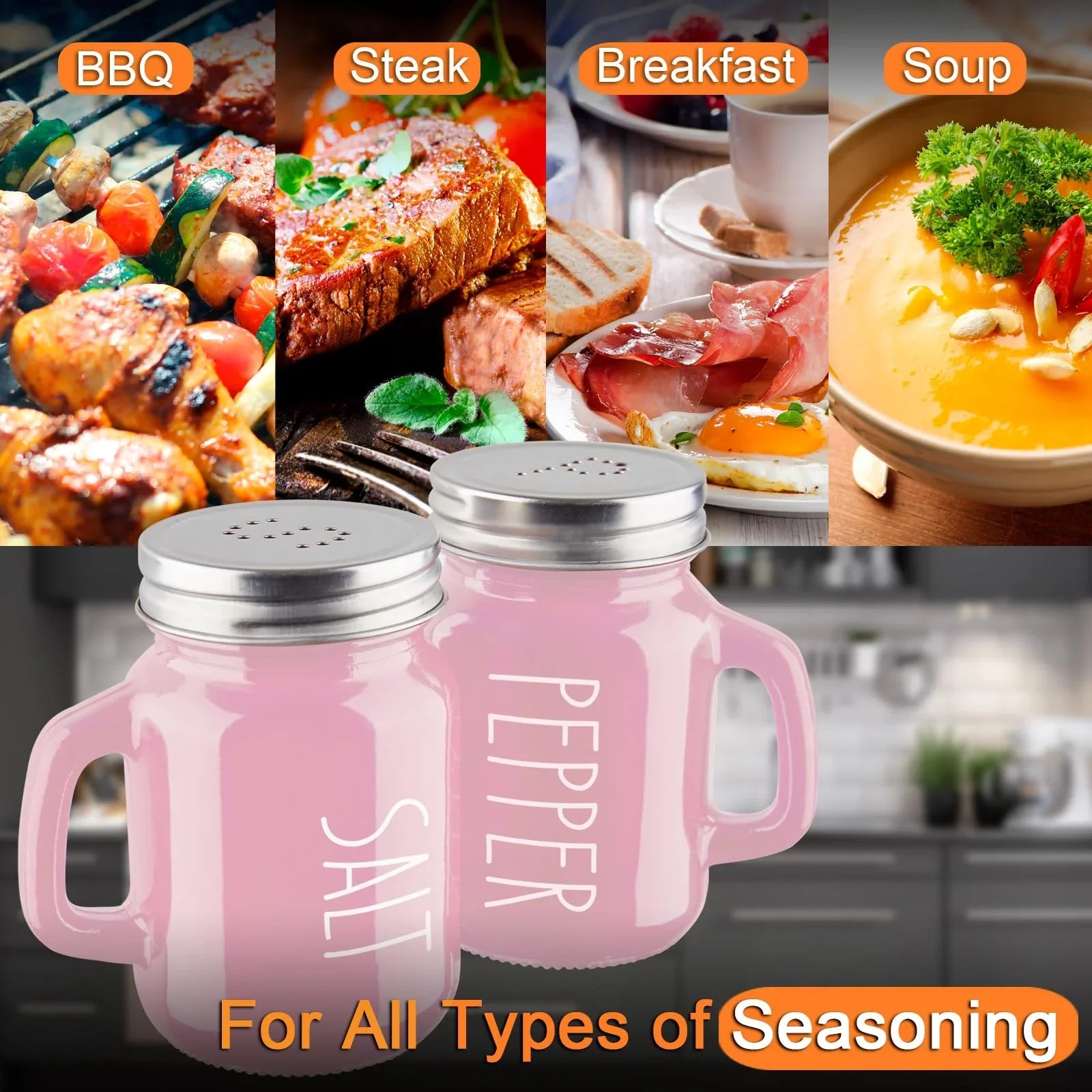 Salt and Pepper Shakers Set, ZOSUJO 4 oz Cute Salt Pepper Shaker, Kitchen Decor for Home Restaurants Wedding, Glass Black White Shaker Sets with Stainless Steel Lids - KJ Cozy Designs