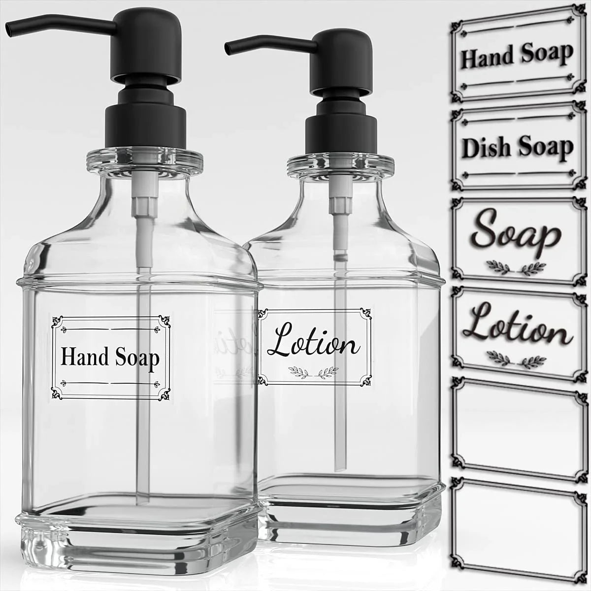 Antique Glass Soap Dispenser Set – Black (Set of 2) - KJ Cozy Designs
