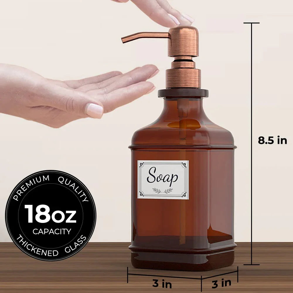 Antique Glass Soap Dispenser Set – Black (Set of 2) - KJ Cozy Designs