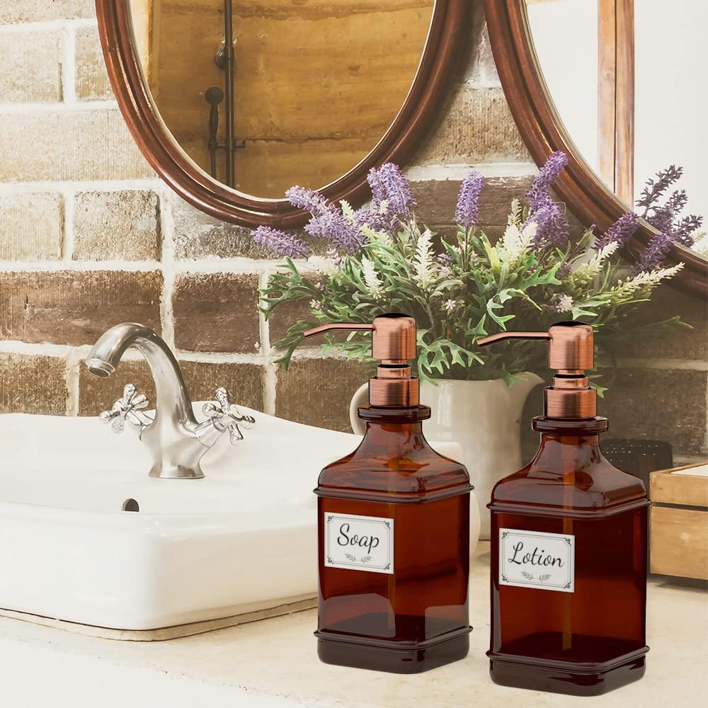 Antique Glass Soap Dispenser Set – Black (Set of 2) - KJ Cozy Designs