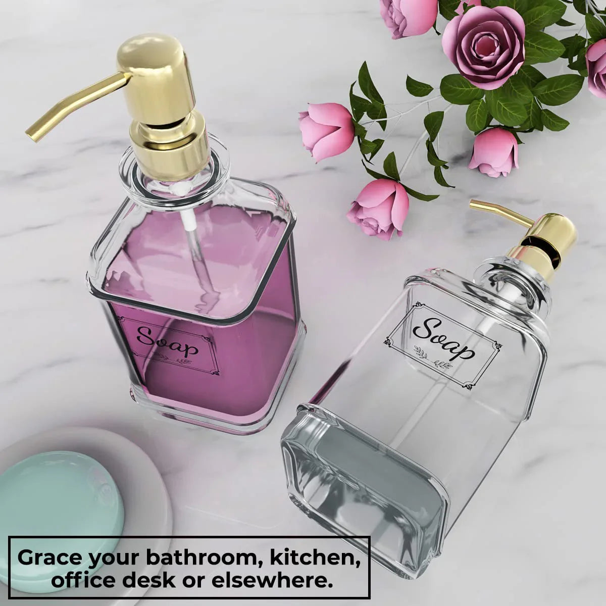 Antique Glass Soap Dispenser Set – Black (Set of 2) - KJ Cozy Designs