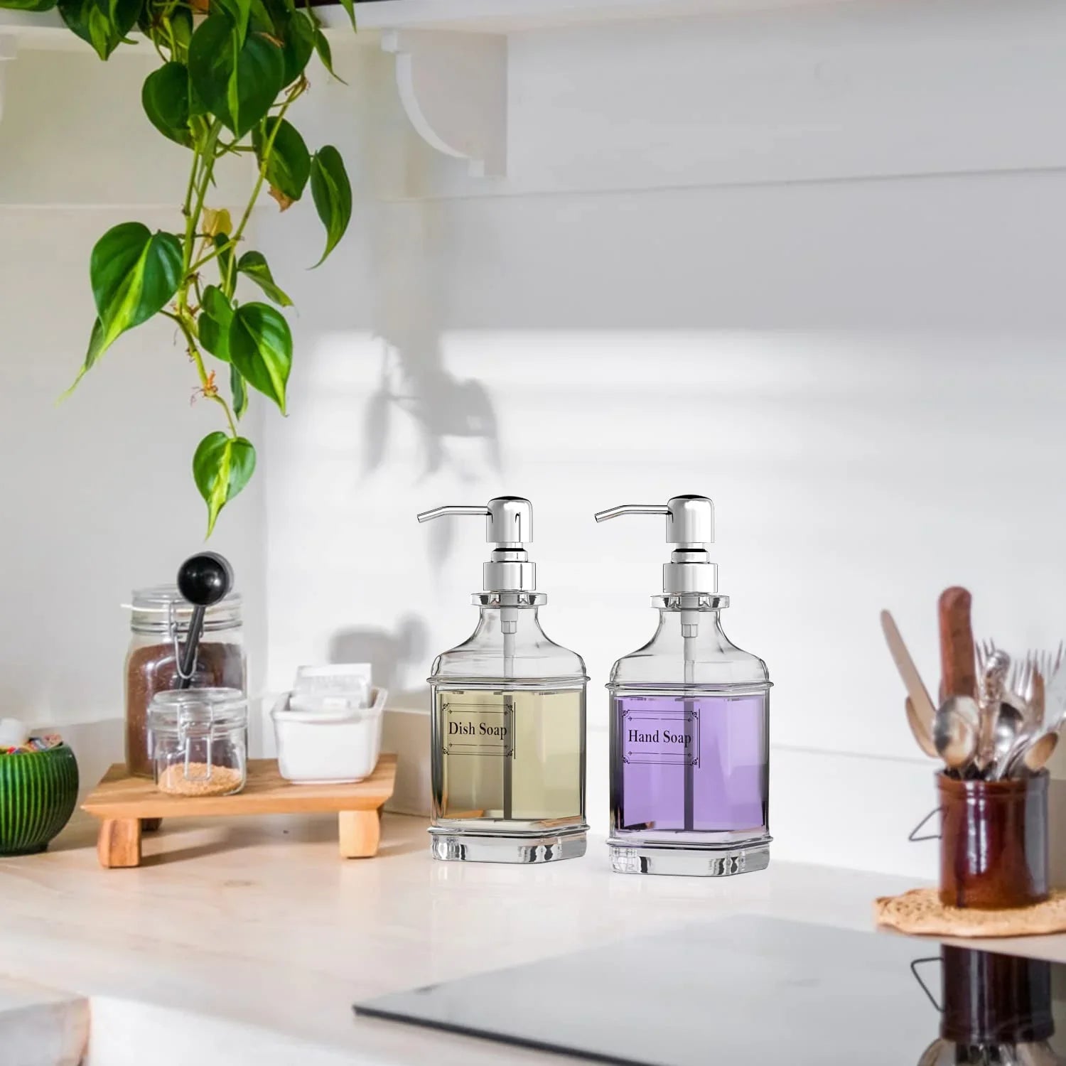 Antique Glass Soap Dispenser Set – Black (Set of 2) - KJ Cozy Designs