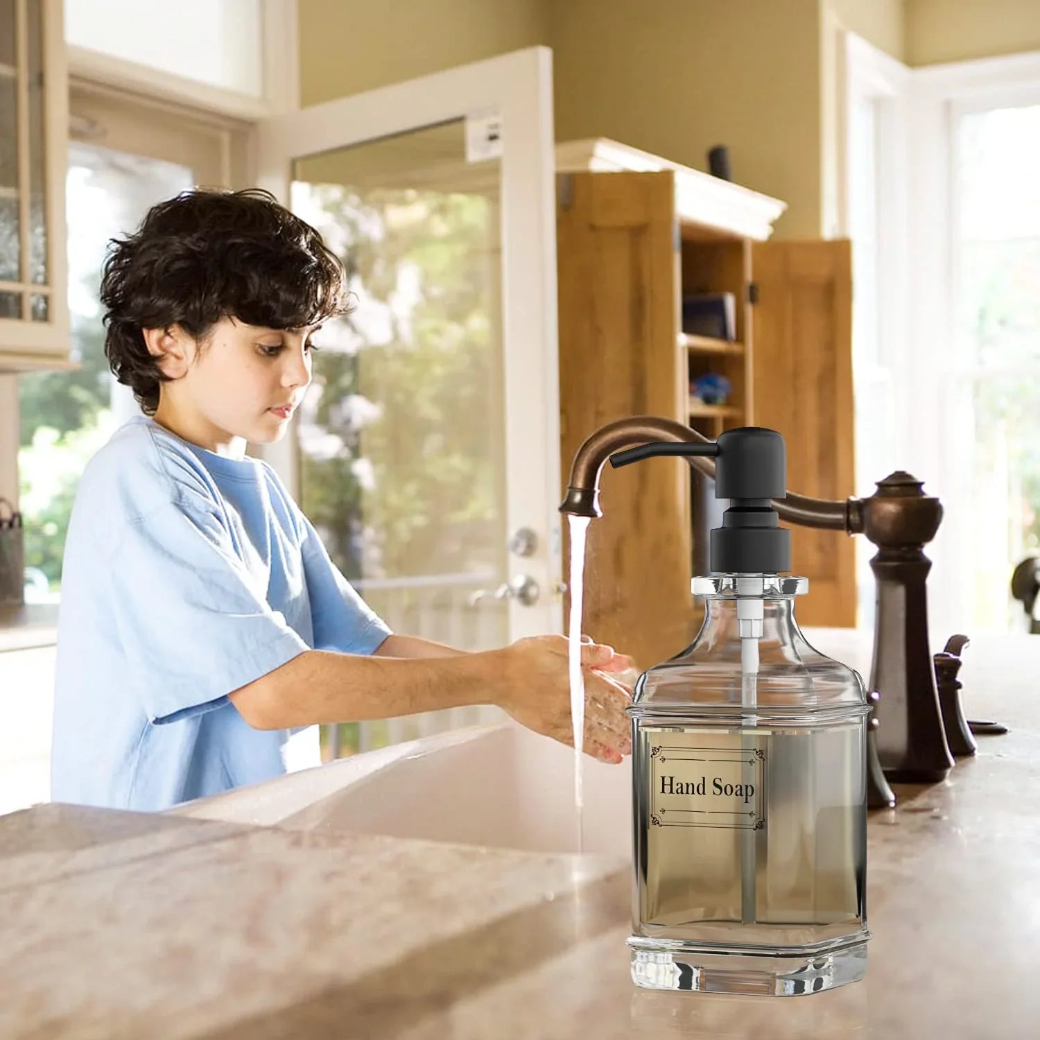 Antique Glass Soap Dispenser Set – Black (Set of 2) - KJ Cozy Designs