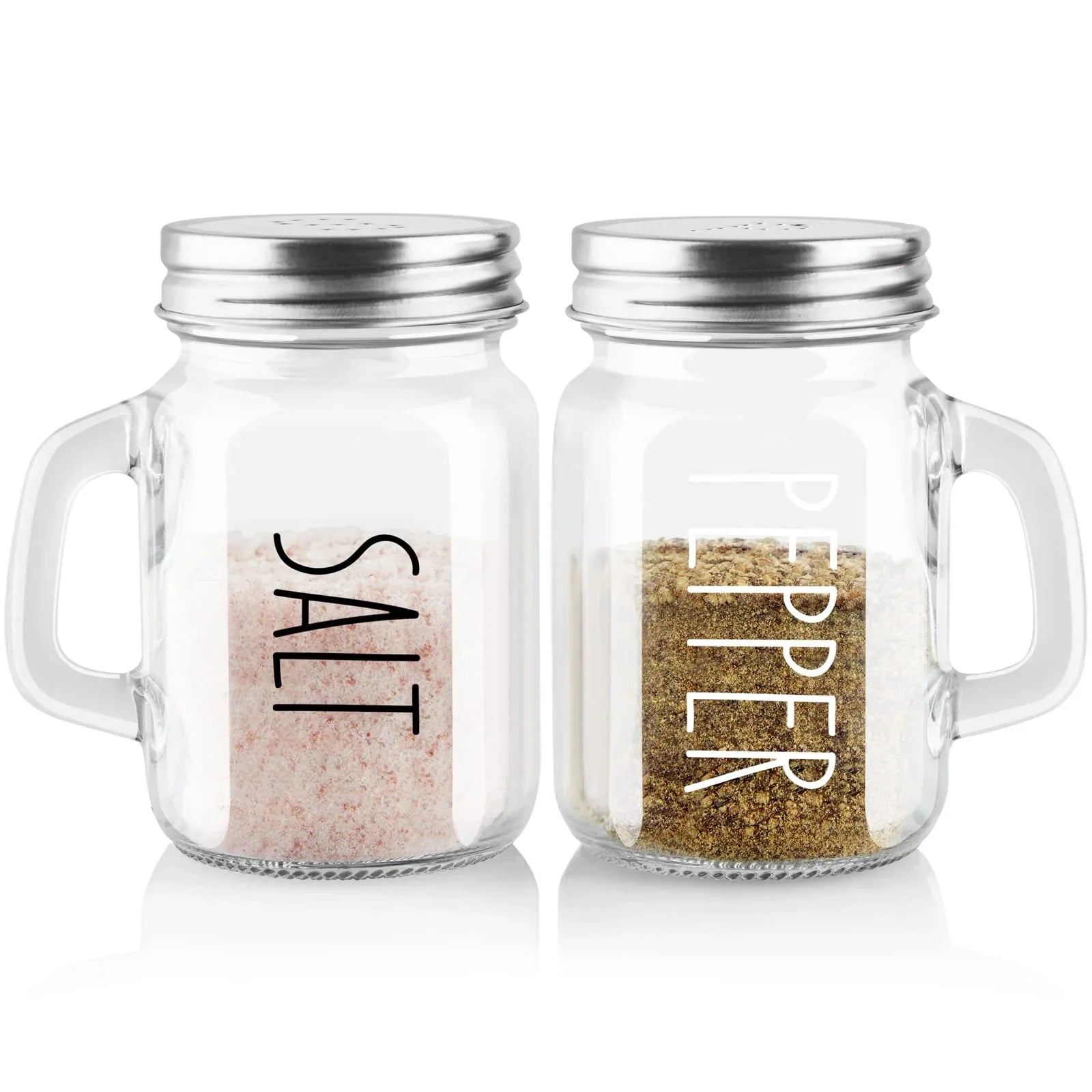 Salt and Pepper Shakers Set, ZOSUJO 4 oz Cute Salt Pepper Shaker, Kitchen Decor for Home Restaurants Wedding, Glass Black White Shaker Sets with Stainless Steel Lids - KJ Cozy Designs