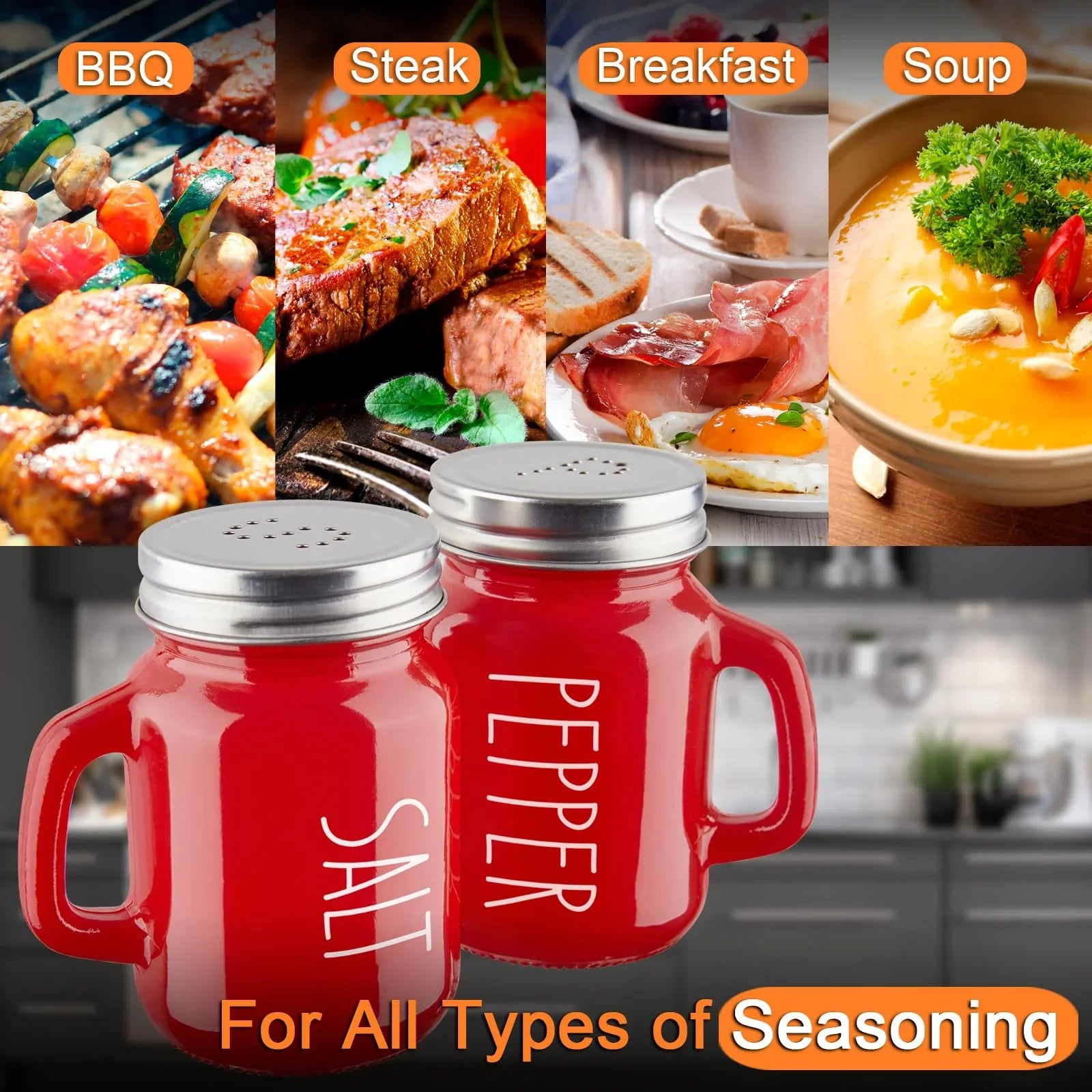 Salt and Pepper Shakers Set, ZOSUJO 4 oz Cute Salt Pepper Shaker, Kitchen Decor for Home Restaurants Wedding, Glass Black White Shaker Sets with Stainless Steel Lids - KJ Cozy Designs